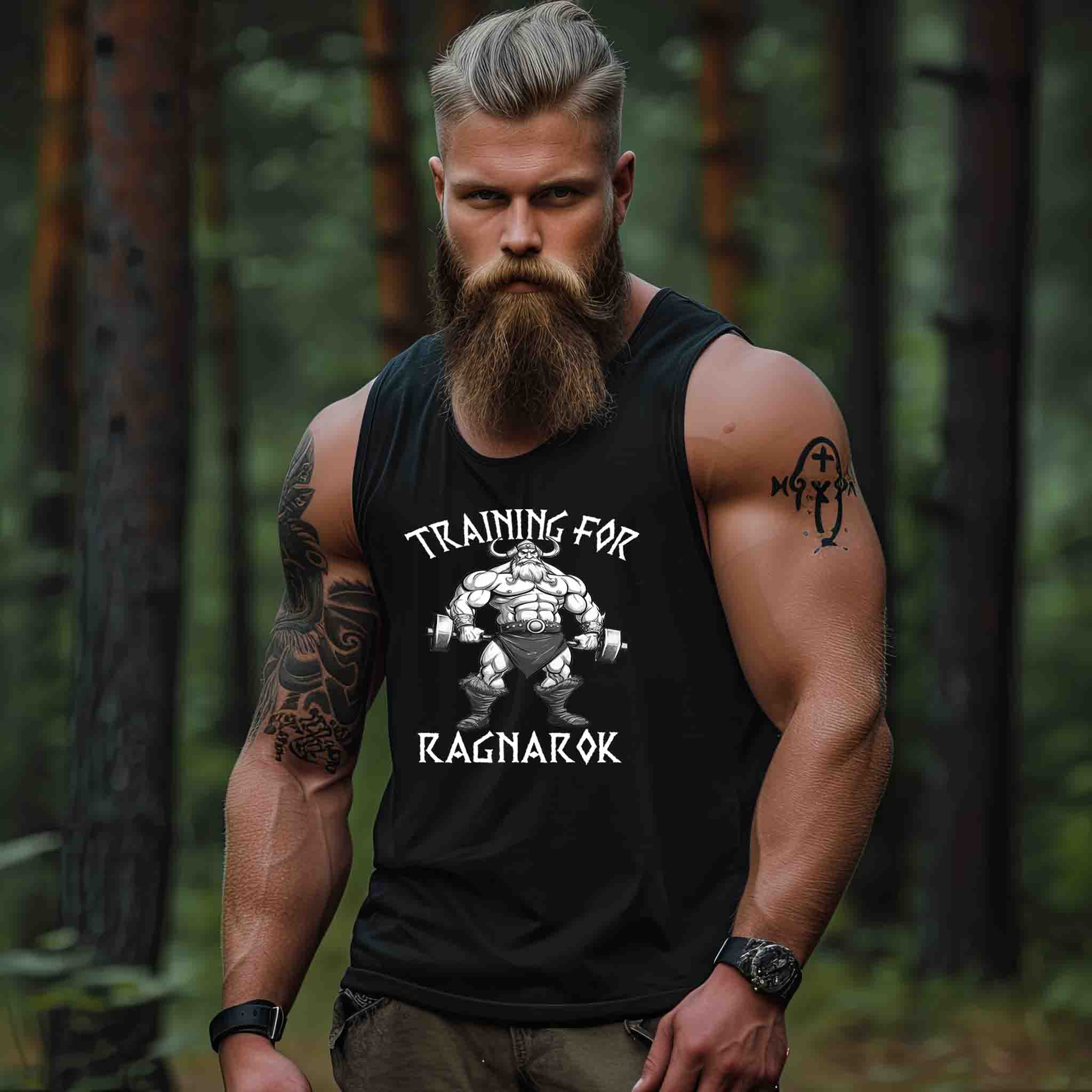 Wikinger Bodybuilder Tank Top "Training für Ragnarök" – Motivation & Stärke für das Fitnessstudio