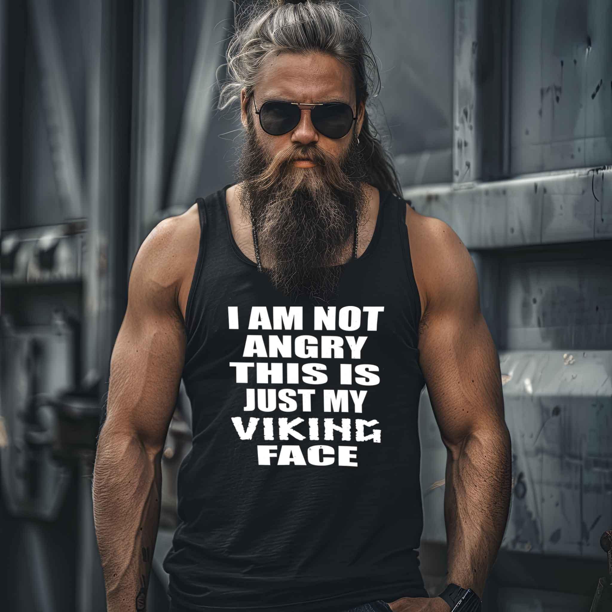 Wikinger Tanktop - 'Nicht wütend, nur mein Wikinger-Gesicht' - Lustiges Statement-Shirt - Nordic Viking Wear