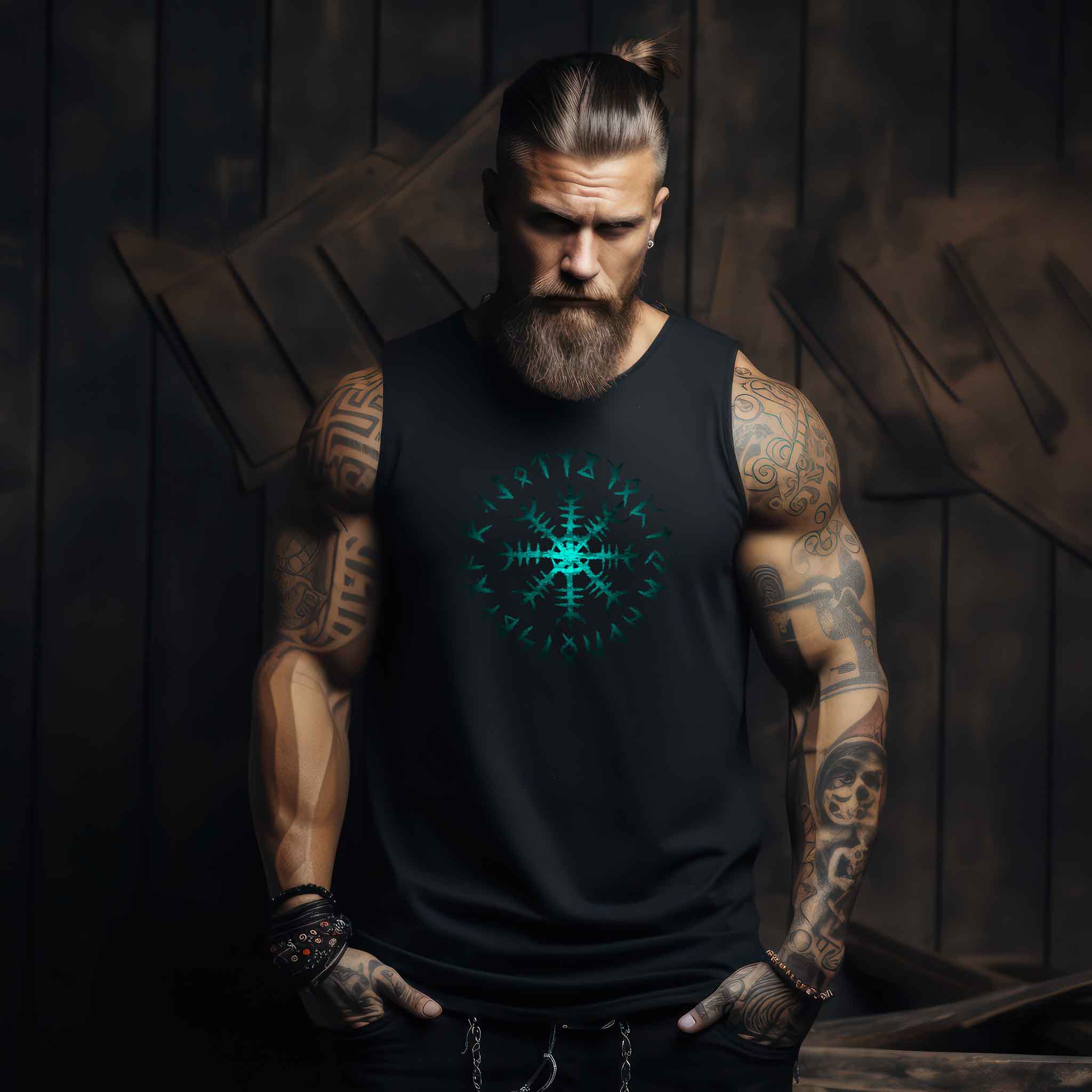 Wikinger Helm des Schreckens Tanktop – Mystischer Runenkreis