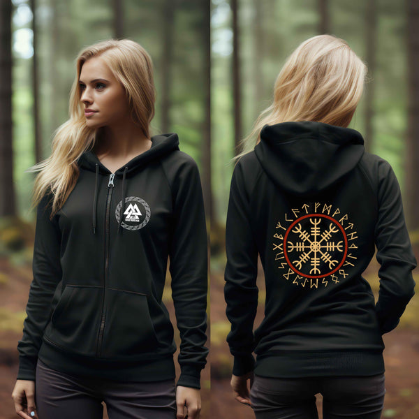 Wikinger Helm Of Awe Mit Runenkreis - Zipp-Hoodie - Nordic Viking Wear
