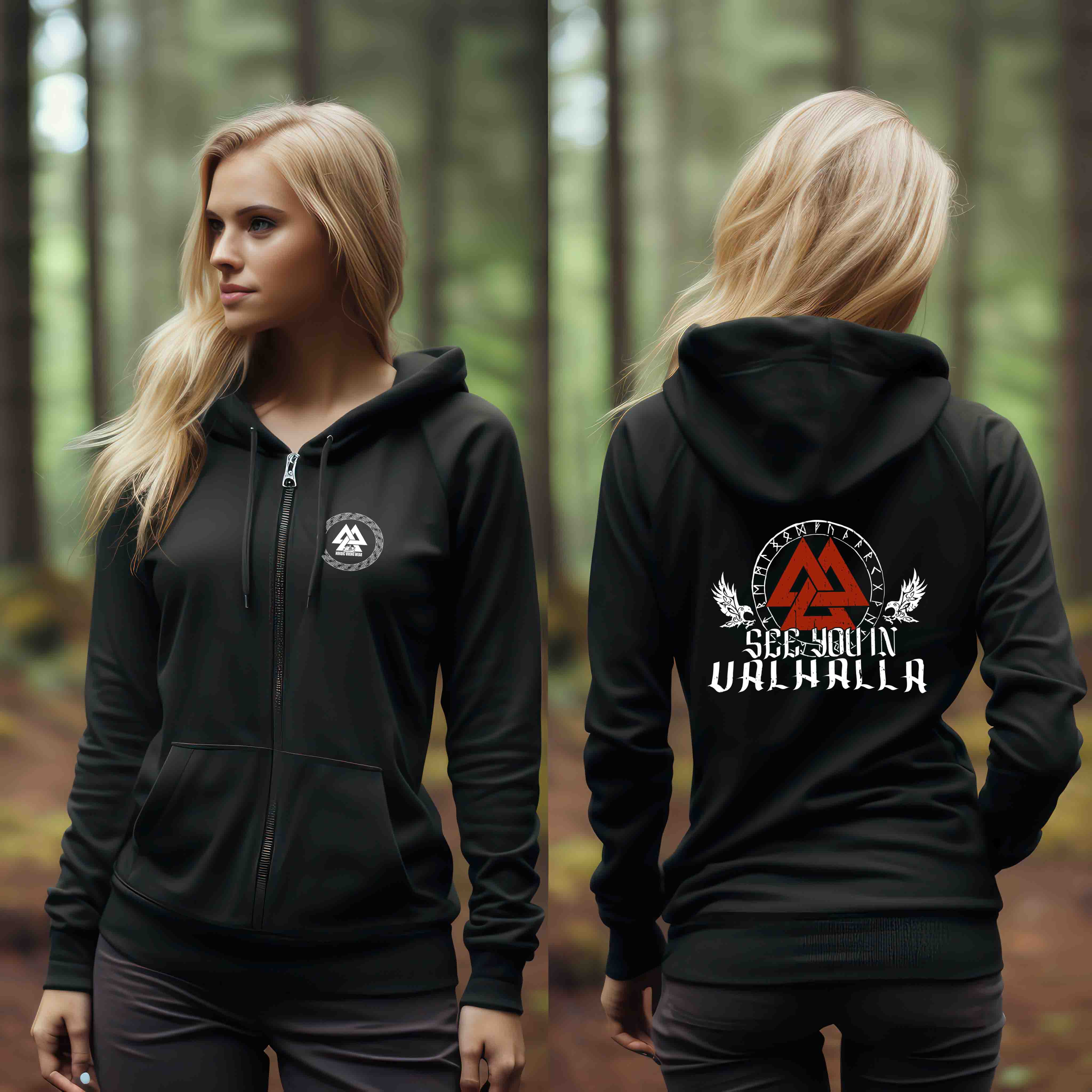 "See You In Valhalla" Wikinger-Organic Zipp-Hoodie – Ehre die Ahnen mit Stil