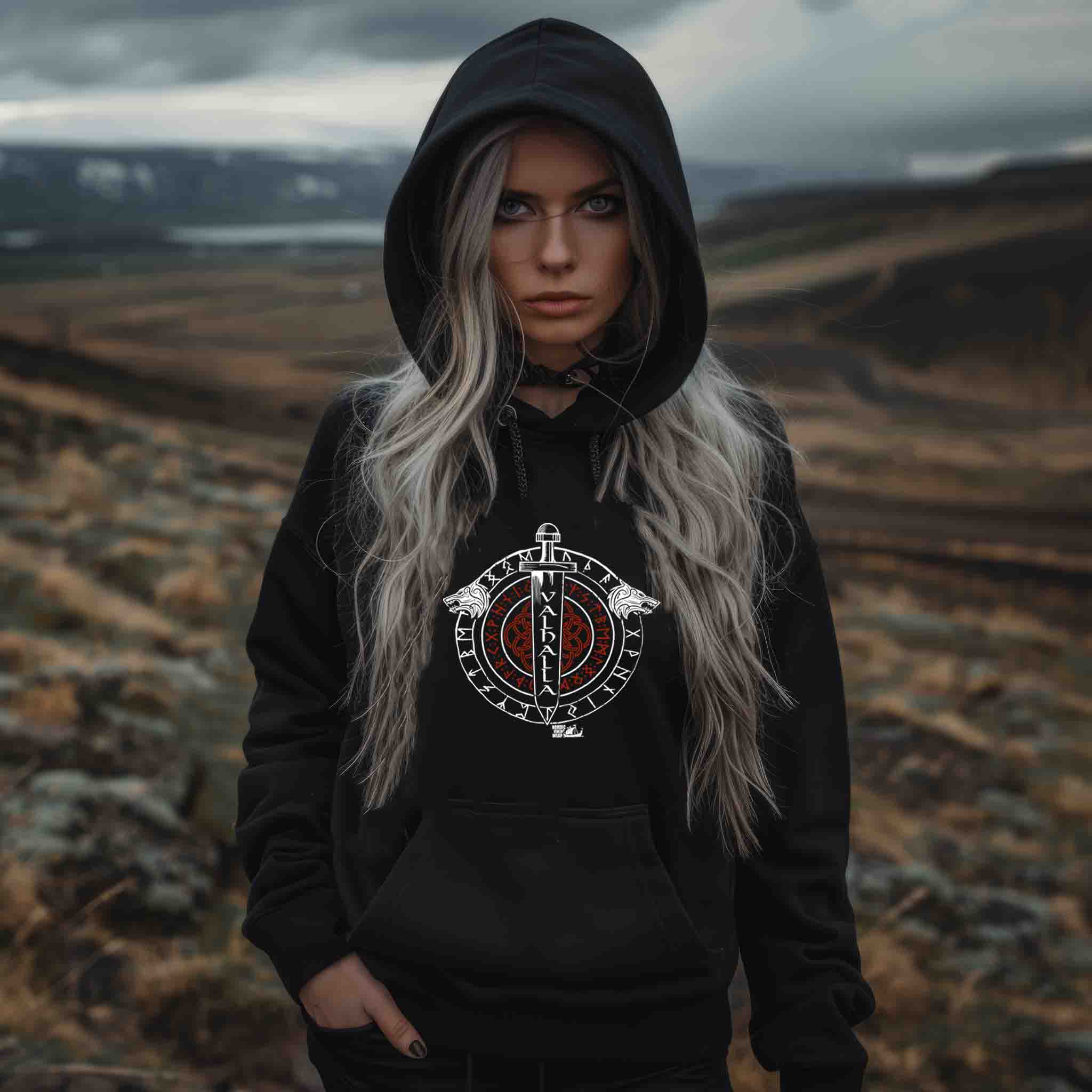Schildmaiden Hoodie VALHALLA Runenkreis & Wolfswächter
