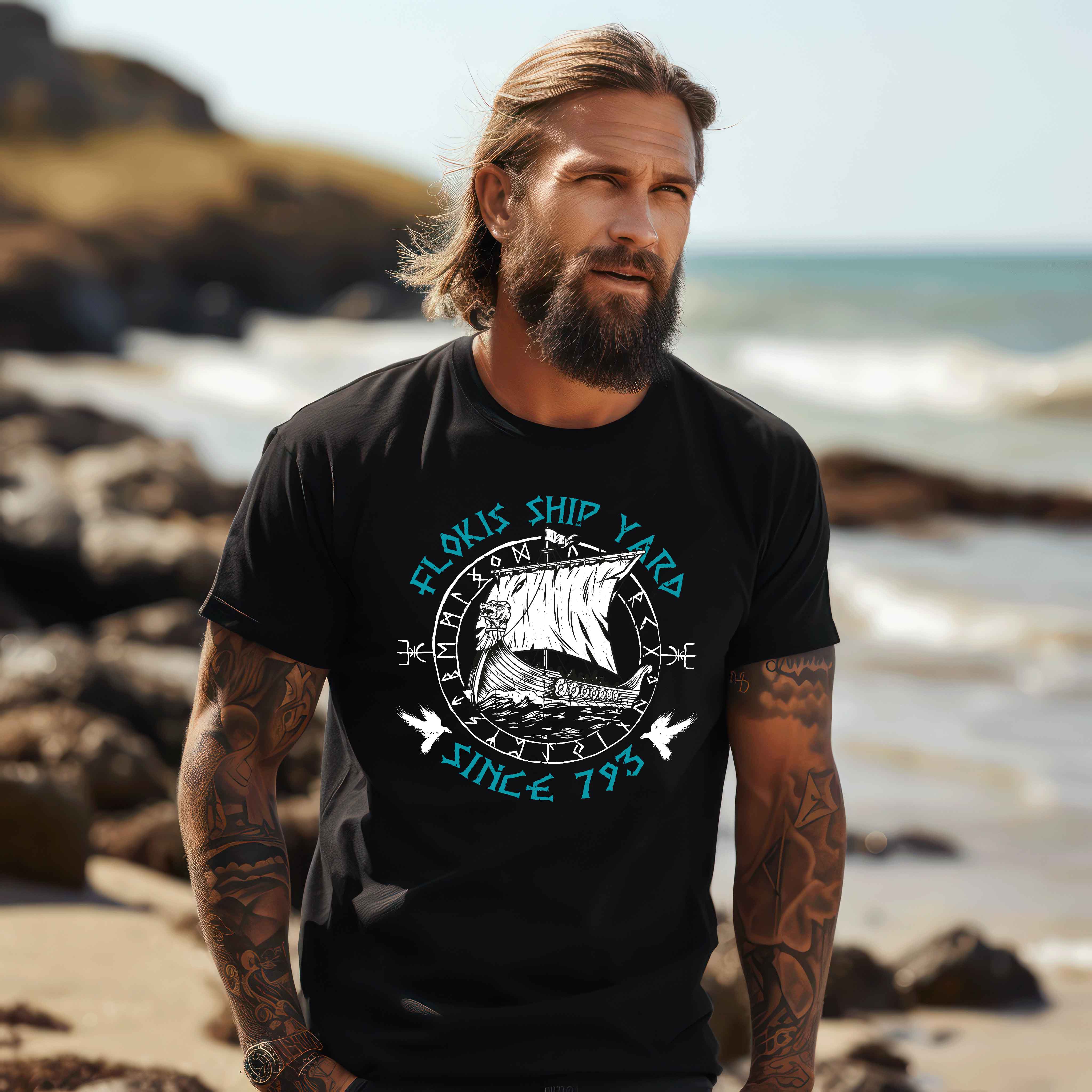 Wikinger-Shirt "Floki's Ship Yard: Tradition seit 793"