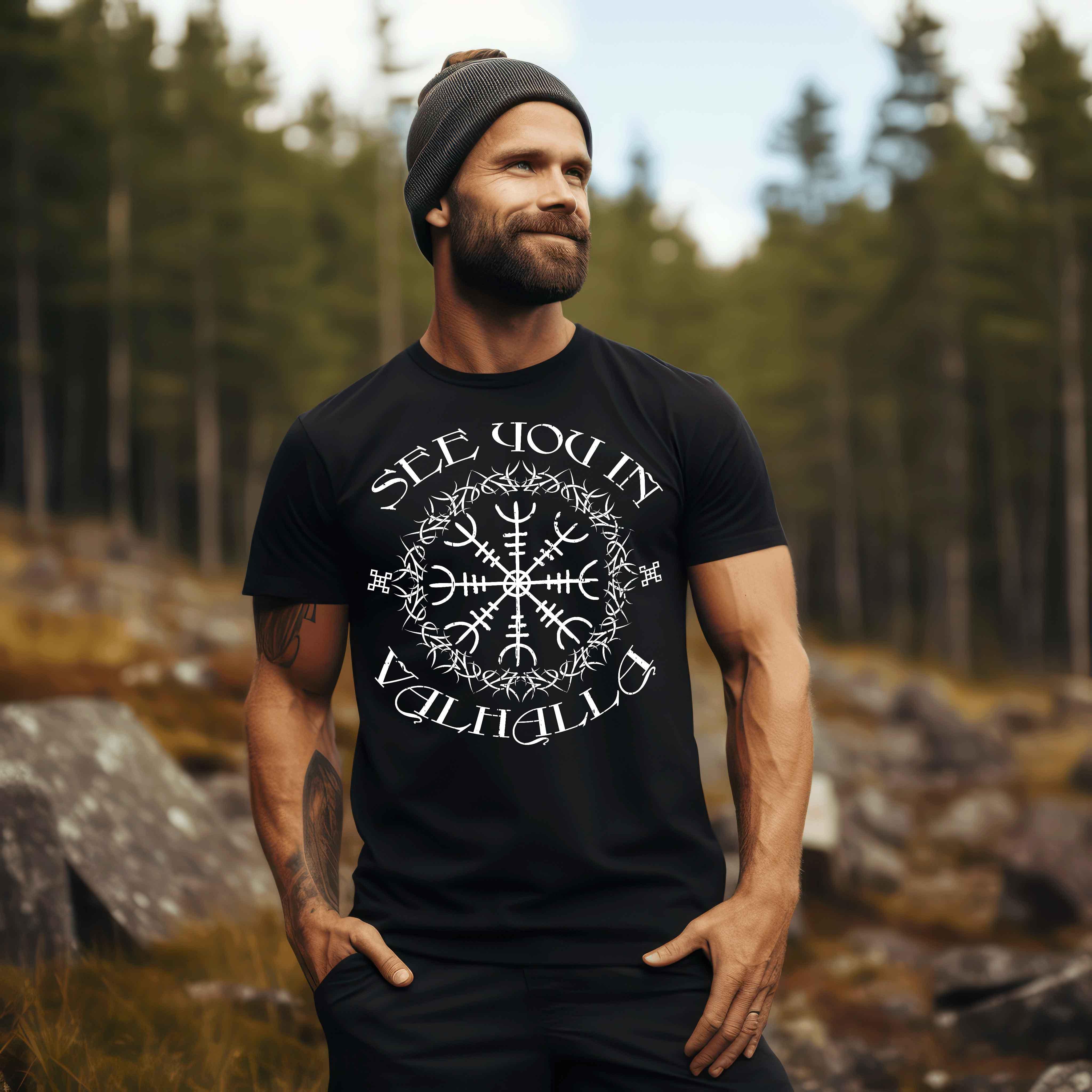 Wikinger-Shirt "See You In Valhalla" Helm Of Awe - Nordic Viking Wear