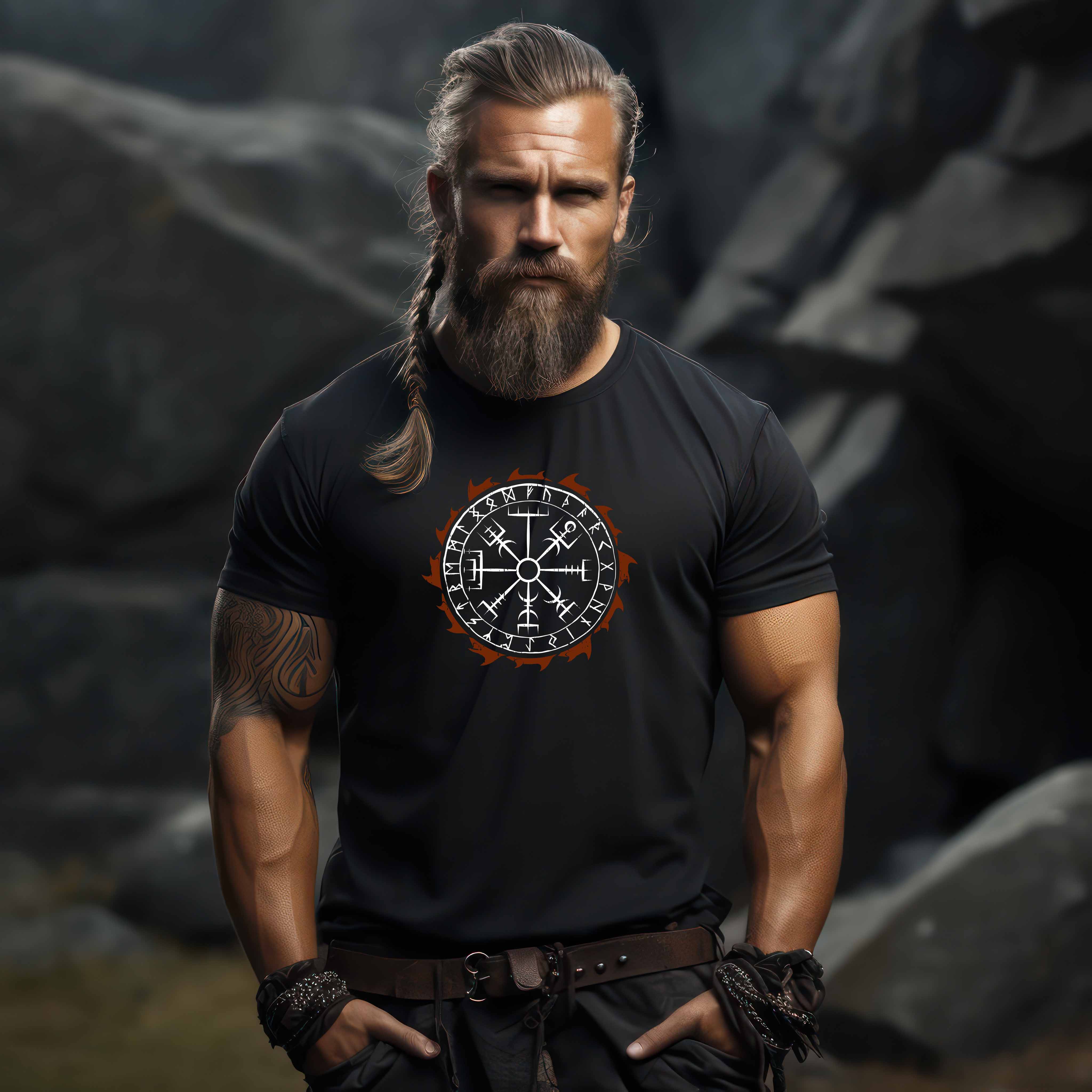 Wikinger Vegvisir Kompass T-Shirt - Navigiere durchs Leben mit altertümlicher nordischer Weisheit