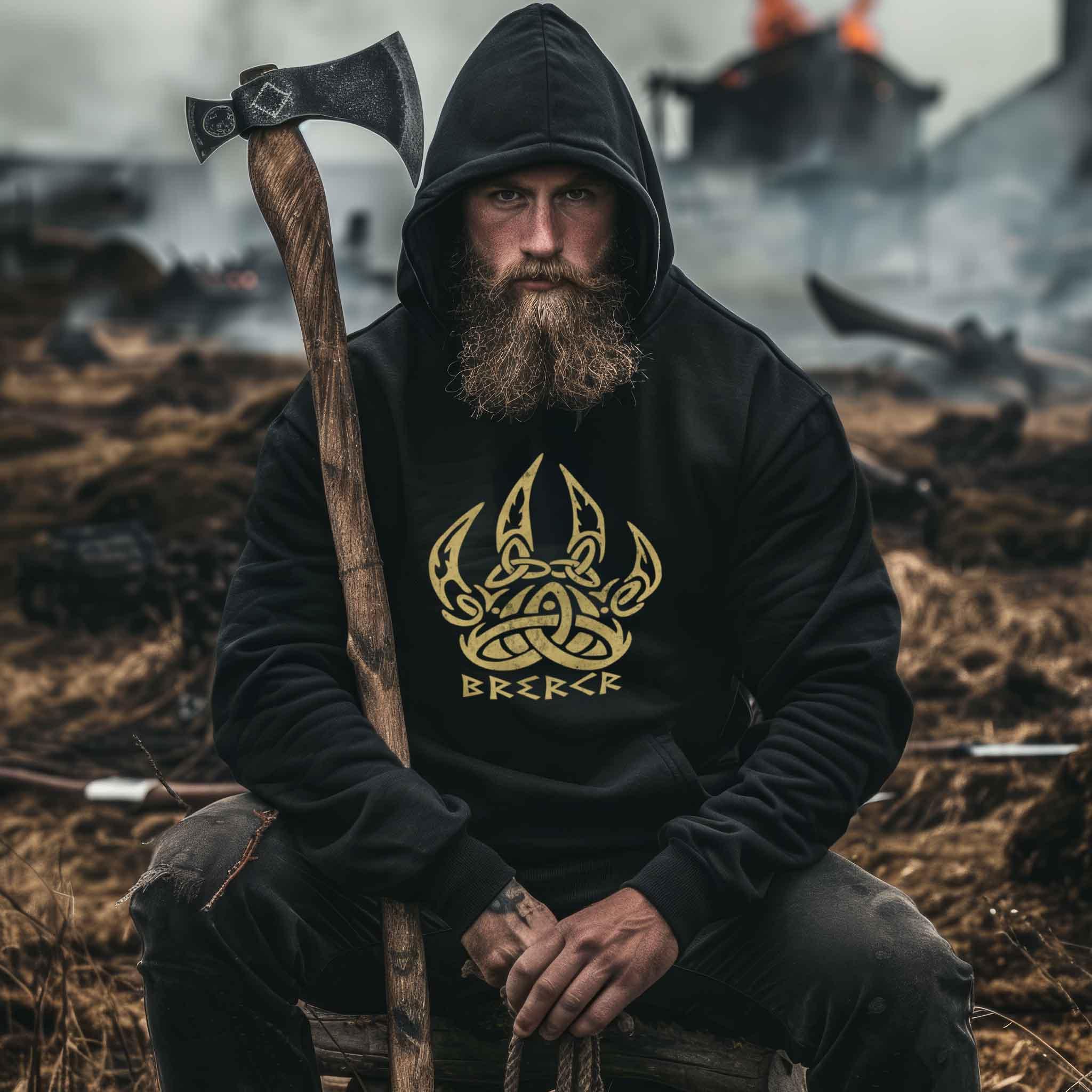 Berserker Wikinger Hoodie – Nordische Runenschrift und Knotenmuster für echte Krieger - Nordic Viking Wear