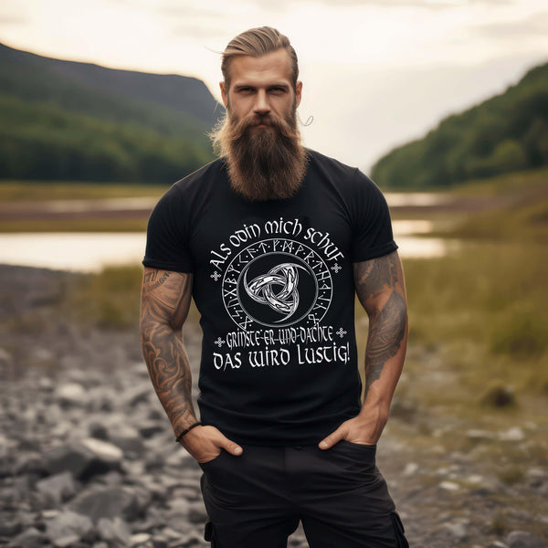 Lustiges Wikinger Premium T-Shirt - Odins Gjallarhorn & Runenkreis für Humorvolle Nordmann-Fans! - Herren Premiumshirt - Nordic Viking Wear