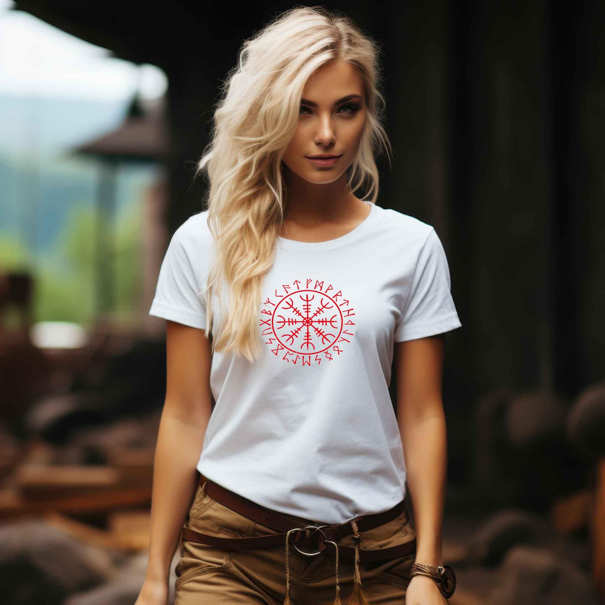 Extended Shirt „Helm of Awe“ – Mächtiges Wikinger Runen Design - Nordic Viking Wear