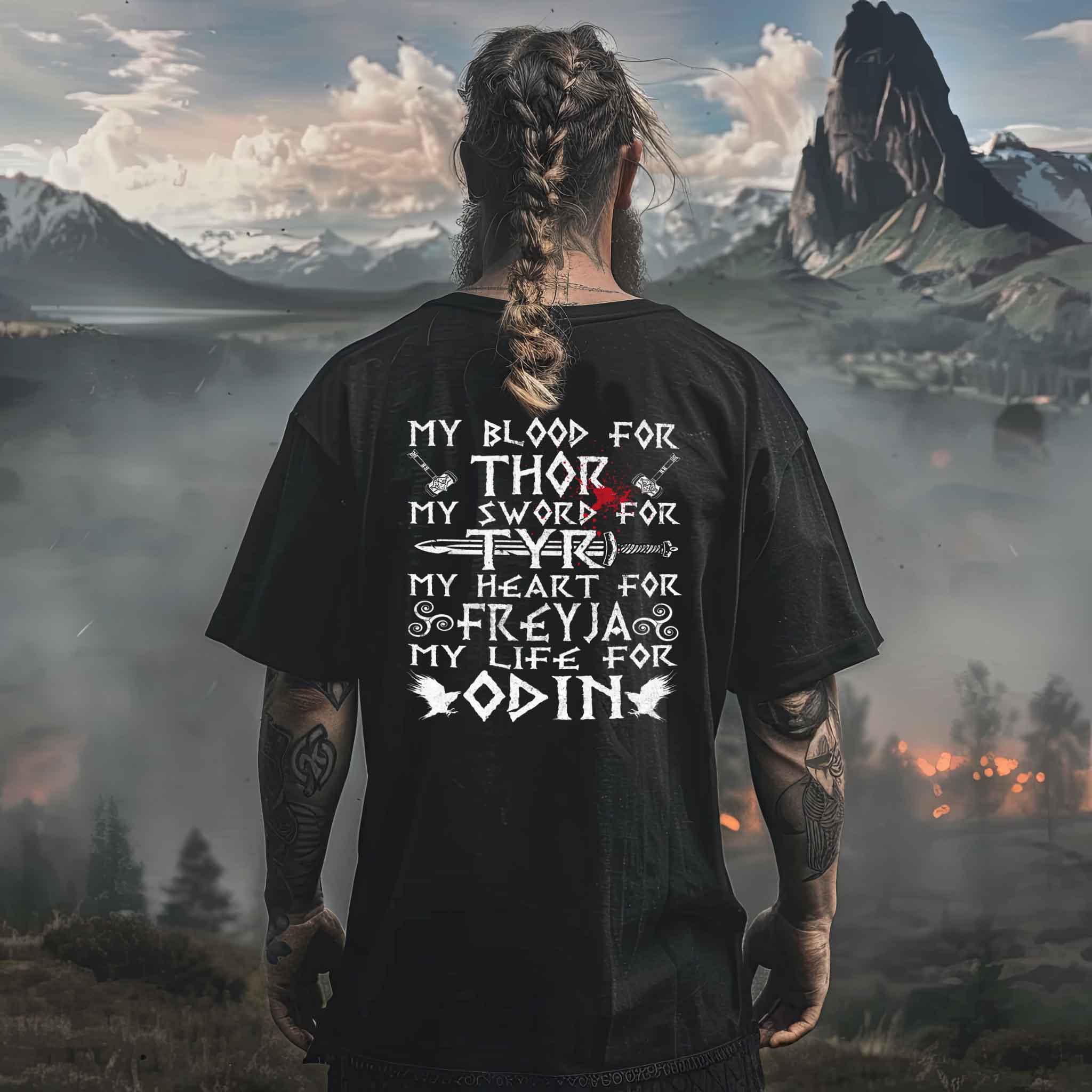 Vikings Devotion" Oversized Shirt – Ehre die Götter Thor, Tyr, Freyja, Odin