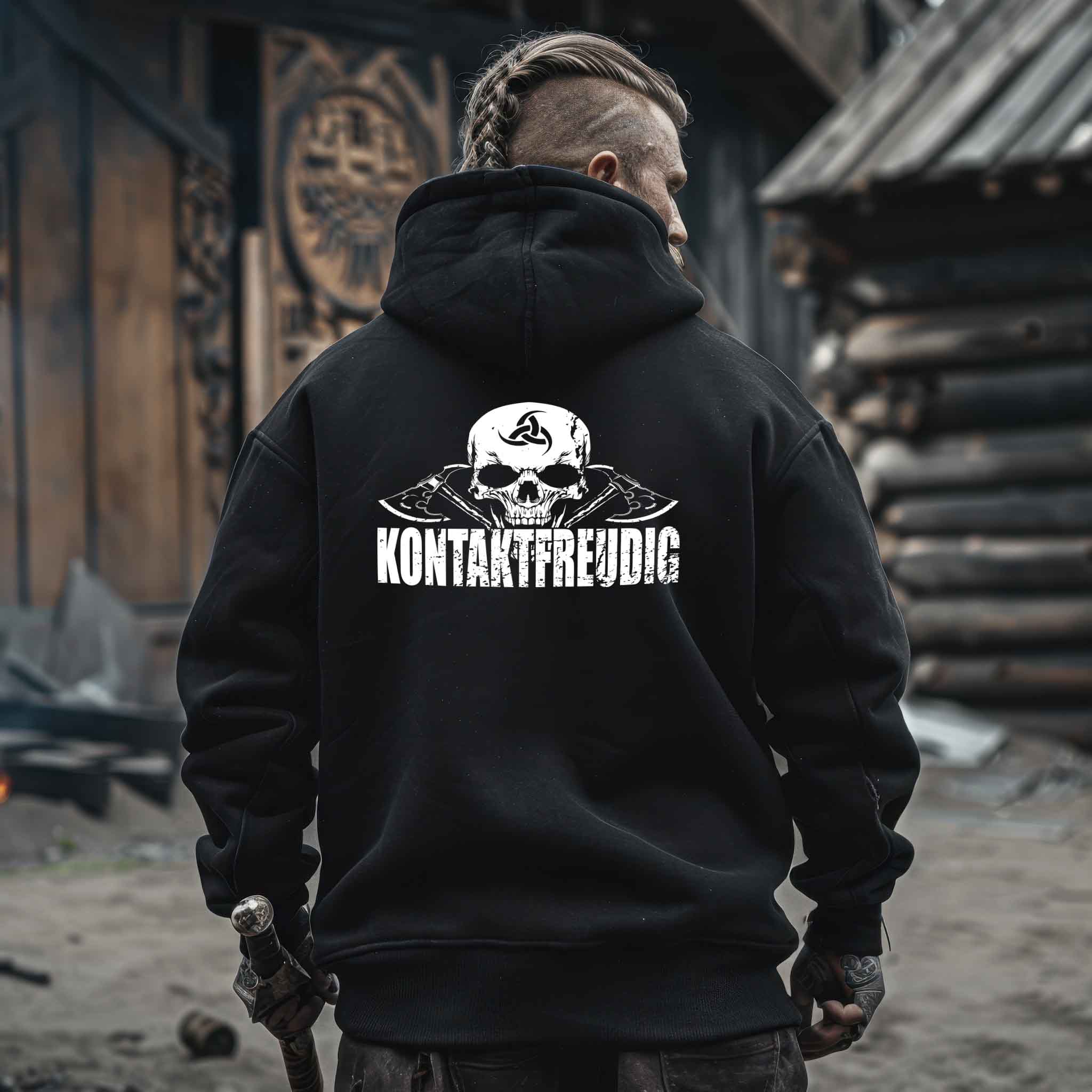 Wikinger Heavy Vintage Hoodie Kontaktfreudig