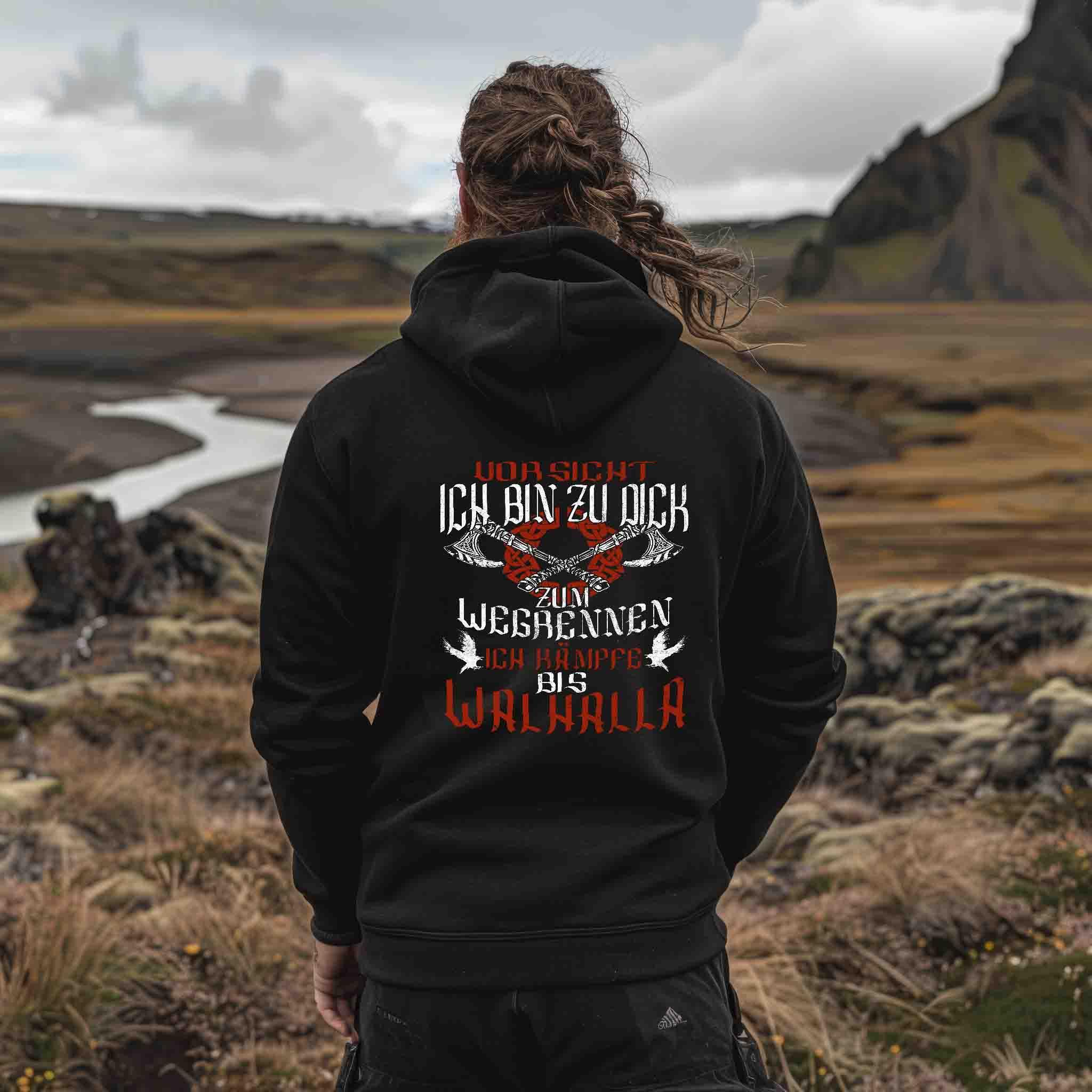 ⚡ Wikinger Zipp-Hoodie – Ich bin zu dick zum Wegrennen, ich kämpfe bis Walhalla ⚡ - Nordic Viking Wear