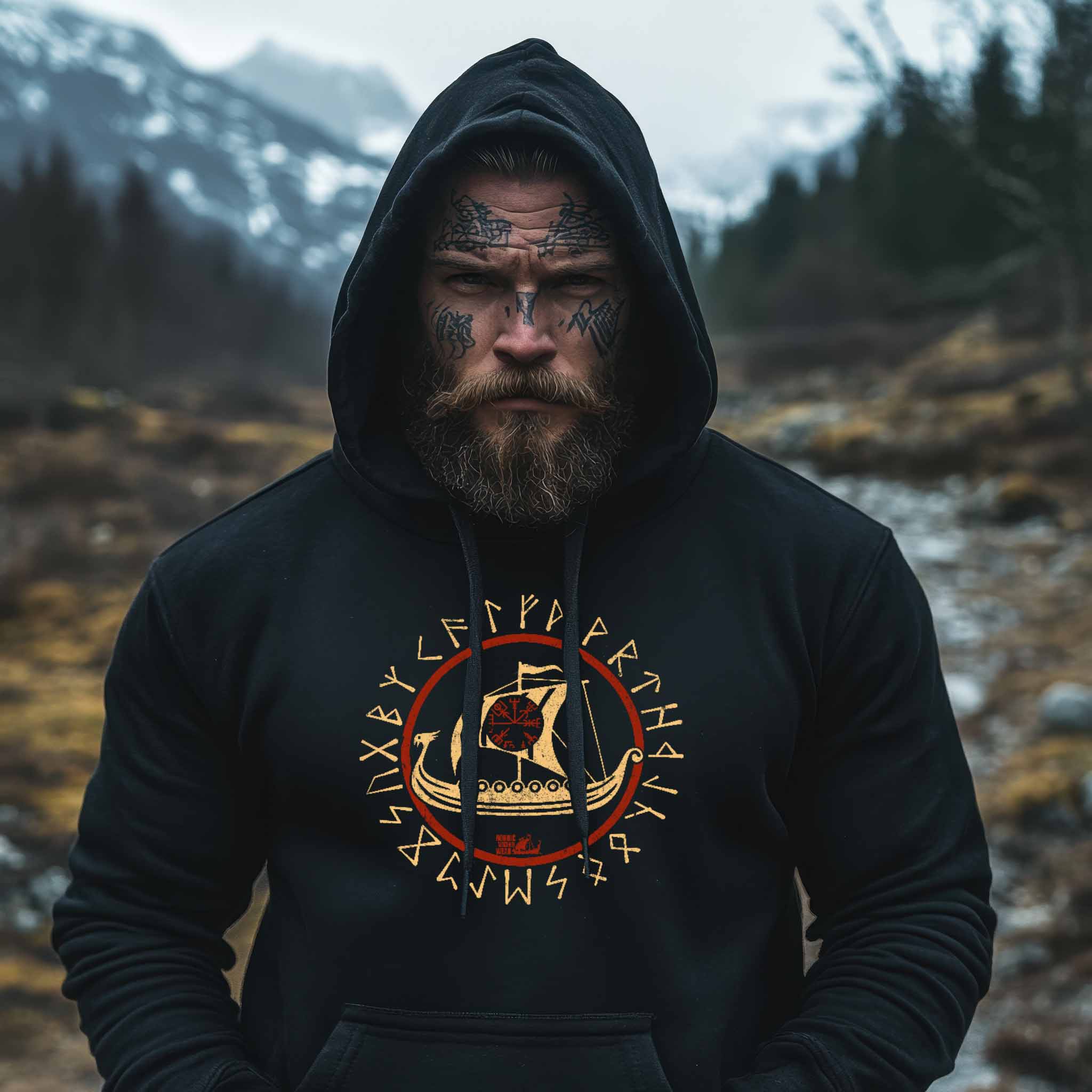 Wikinger Premium Hoodie Vegvisir Drachenboot