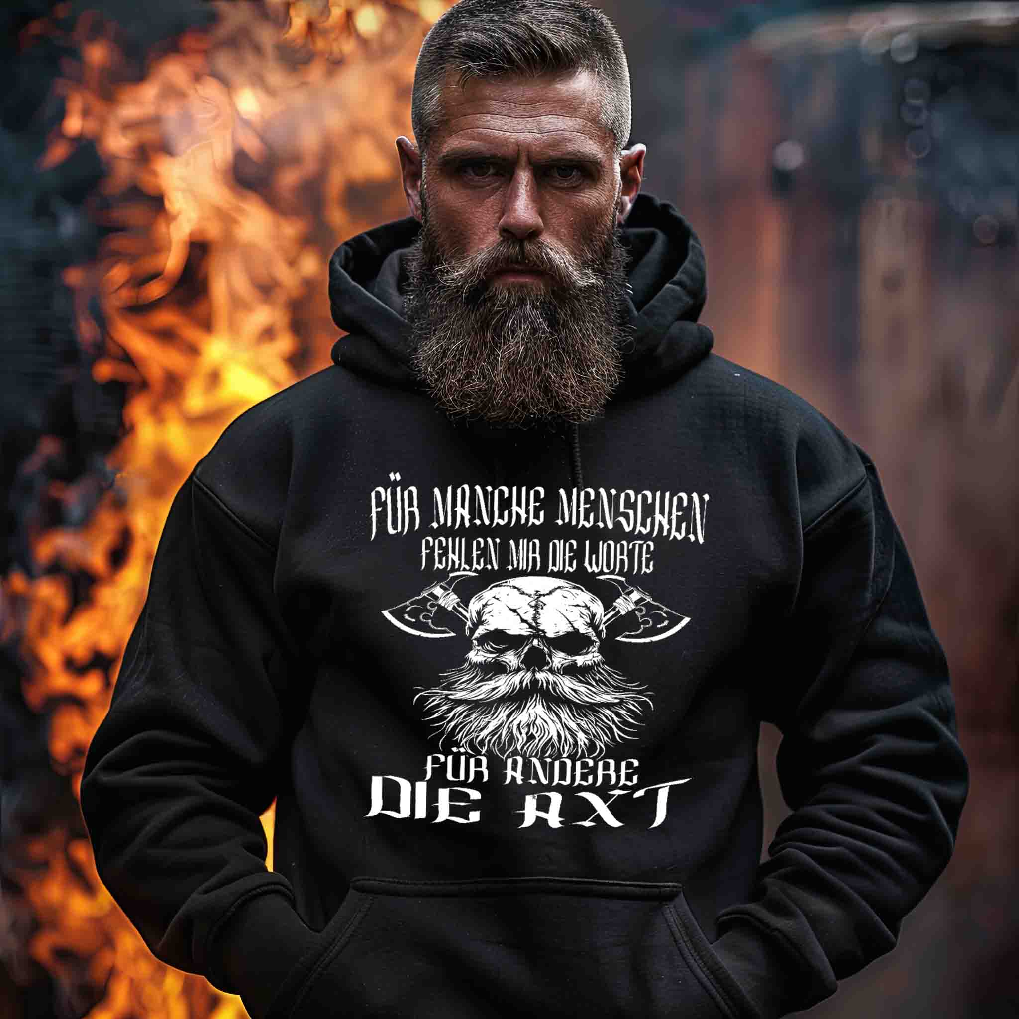 Lustiger Wikinger-Hoodie - "Für manche die Worte, für andere die Axt"