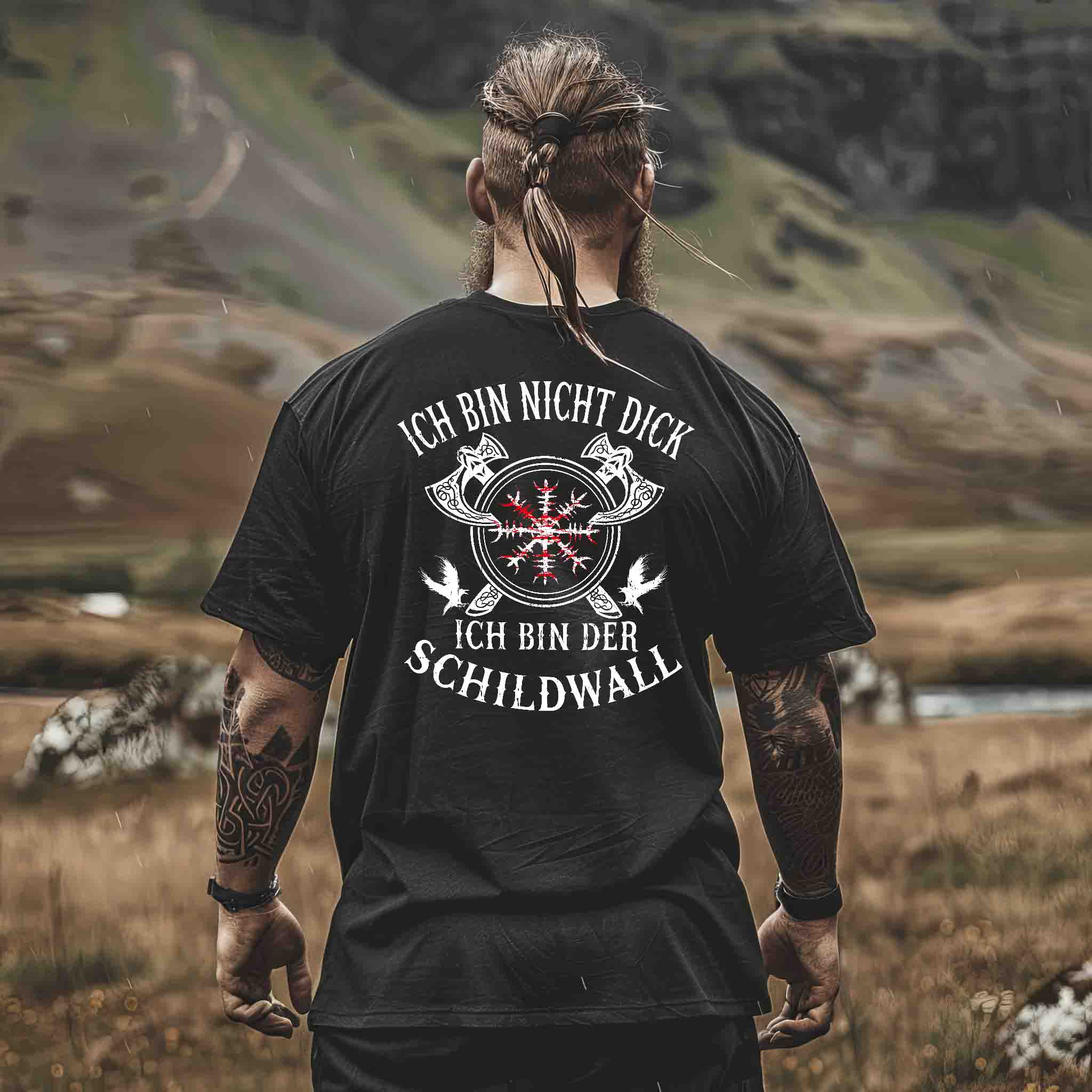 Wikinger Heavy oversized Shirt 'Ich bin der Schildwall' – Stolz und Schutz mit dem Helm of Awe