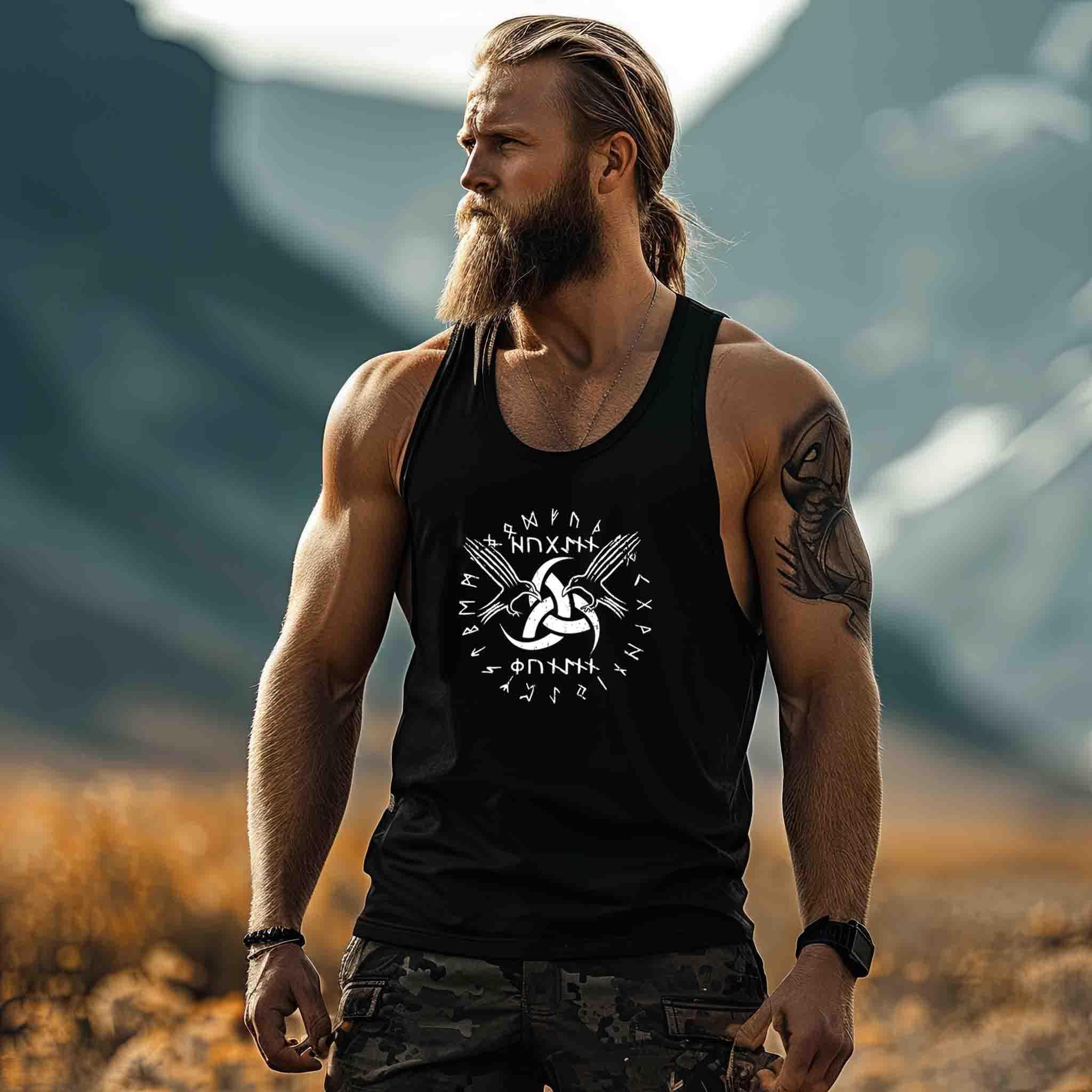 Wikinger-Tank Top "Odins Boten" - Huginn und Muninn mit Gjallarhorn - Nordic Viking Wear