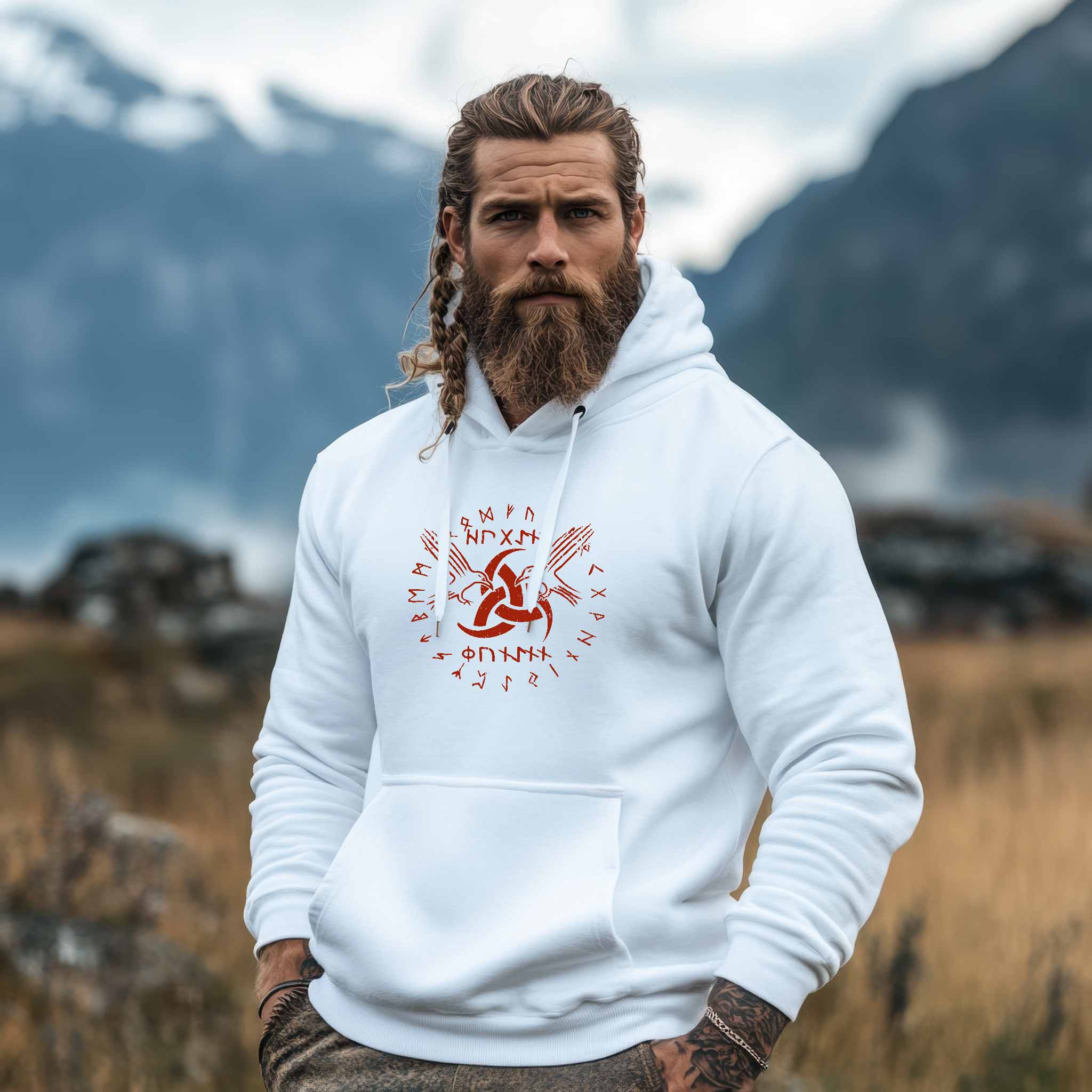 Premium Hoodie "Odins Boten" - Huginn und Muninn mit Gjallarhorn