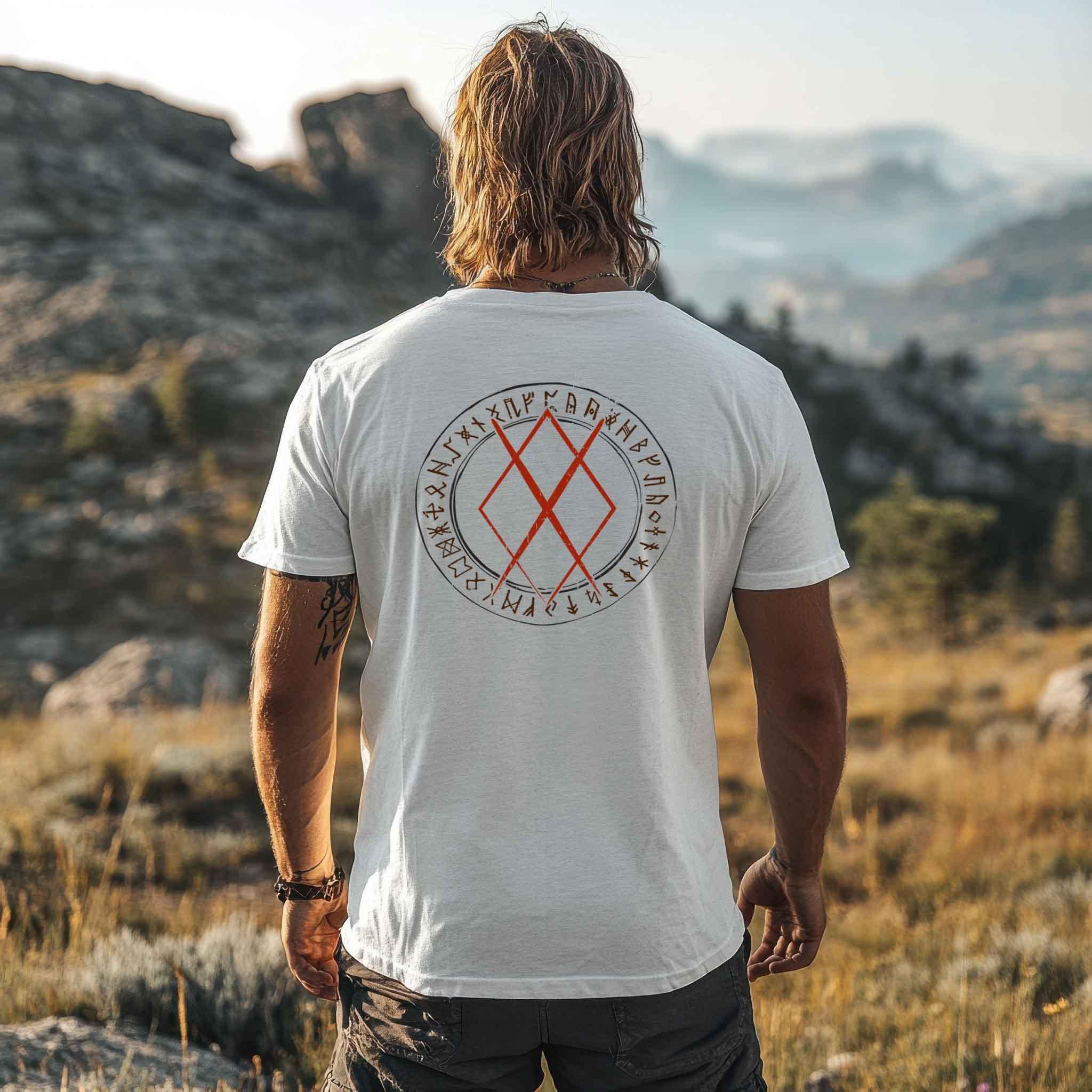 Wikinger Premiumshirt mit Gungnir-Rune und Runenkreis - Kraftvolles Nordisches Design - Nordic Viking Wear