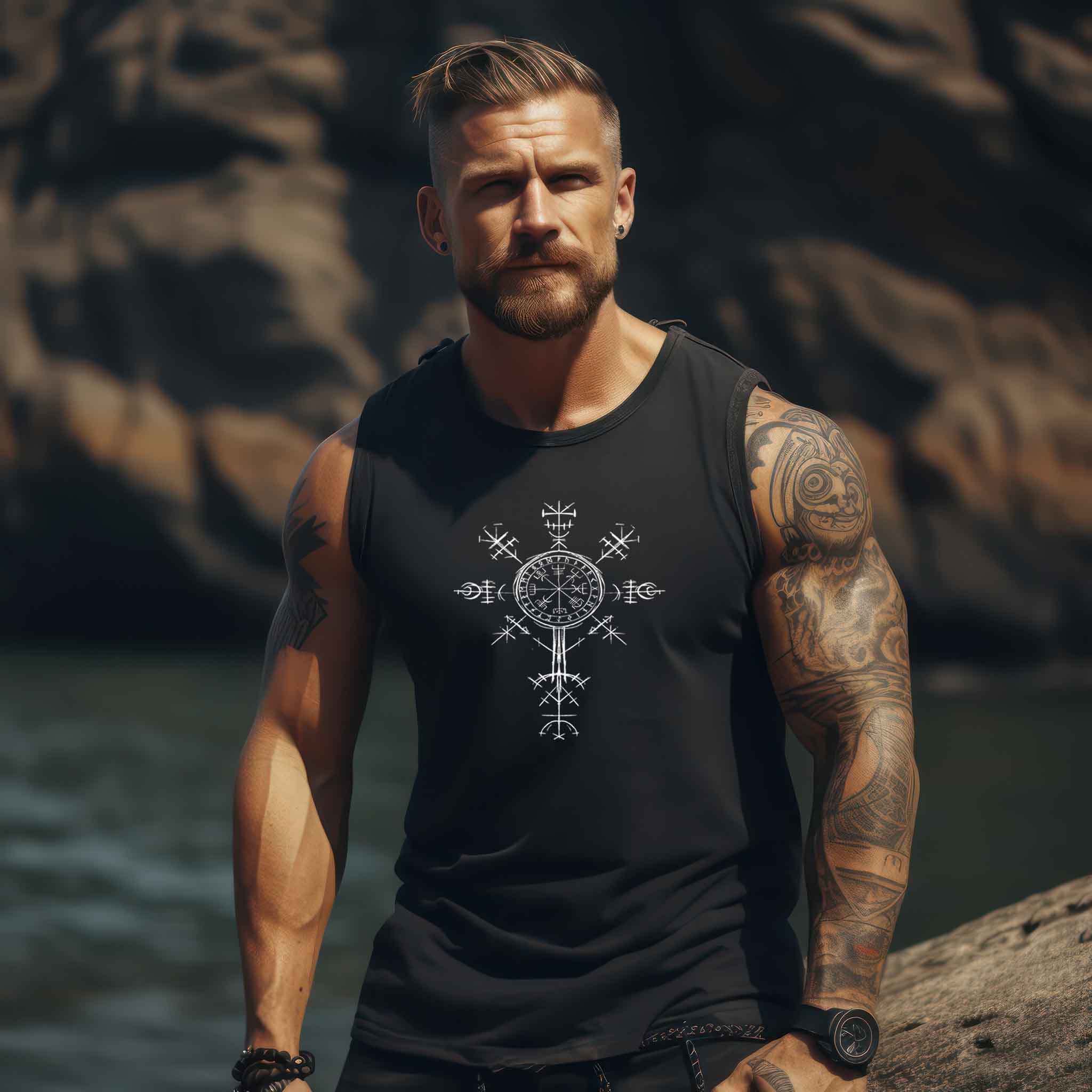 "Vegvísir Nordischer Kompass" Wikinger-Tanktop – Leite Deinen Weg