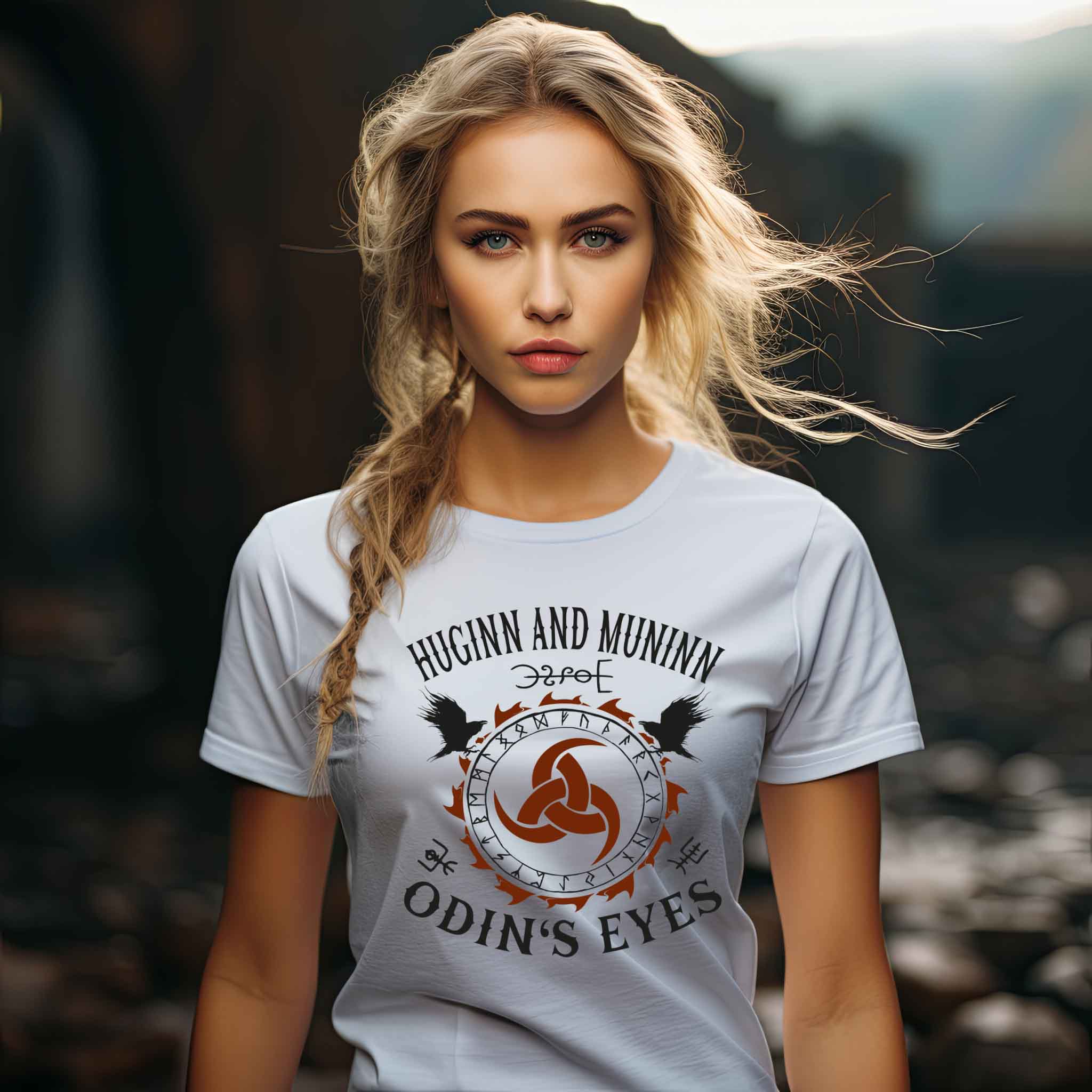 Schildmaiden Expresser Shirt Huginn and Muninn „Odin's Eyes“ – Nordische Mythologie mit Raben, Triskele und Runen