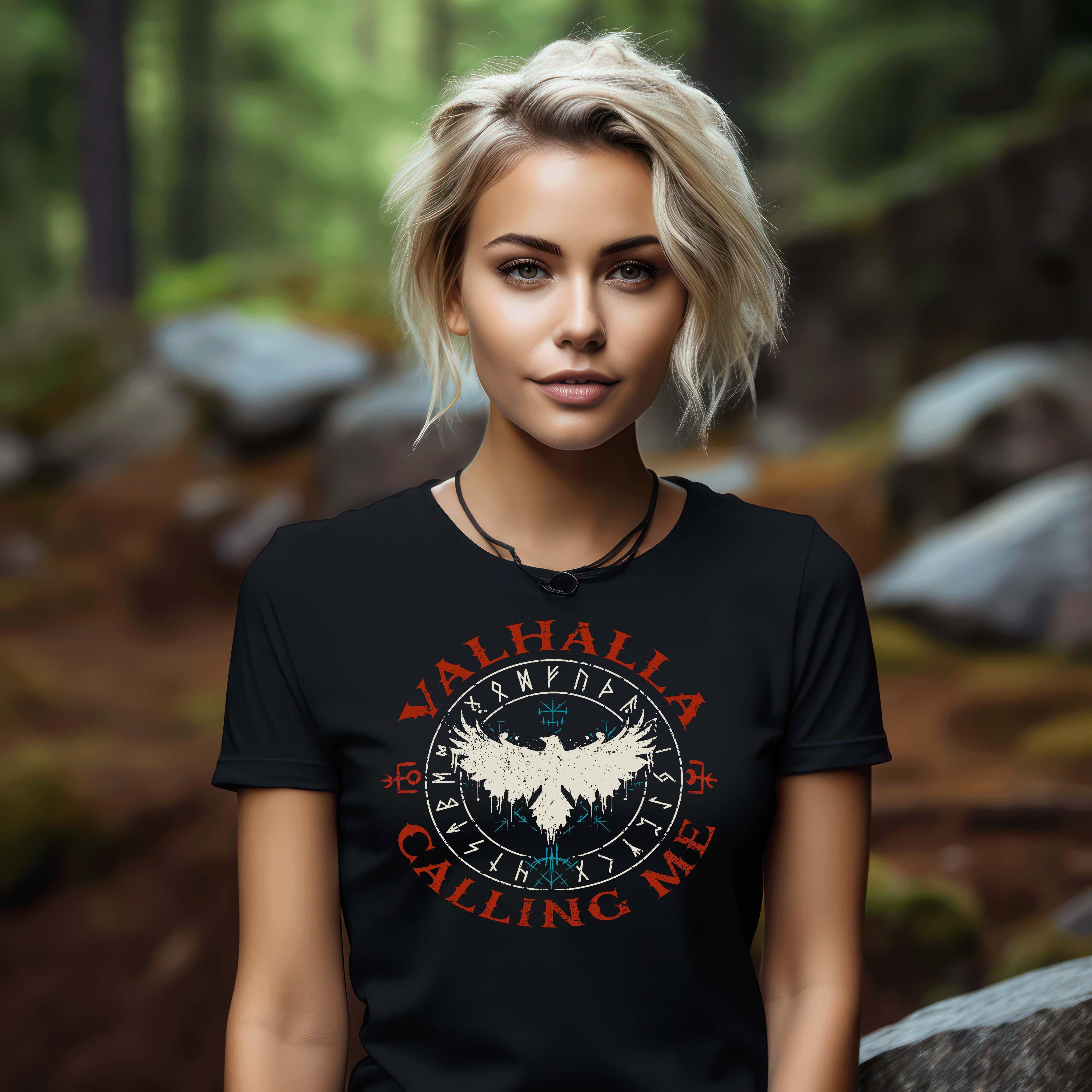 Schildmaiden Damen Premium T-Shirt – "Valhalla Calling Me" Design - Nordic Viking Wear