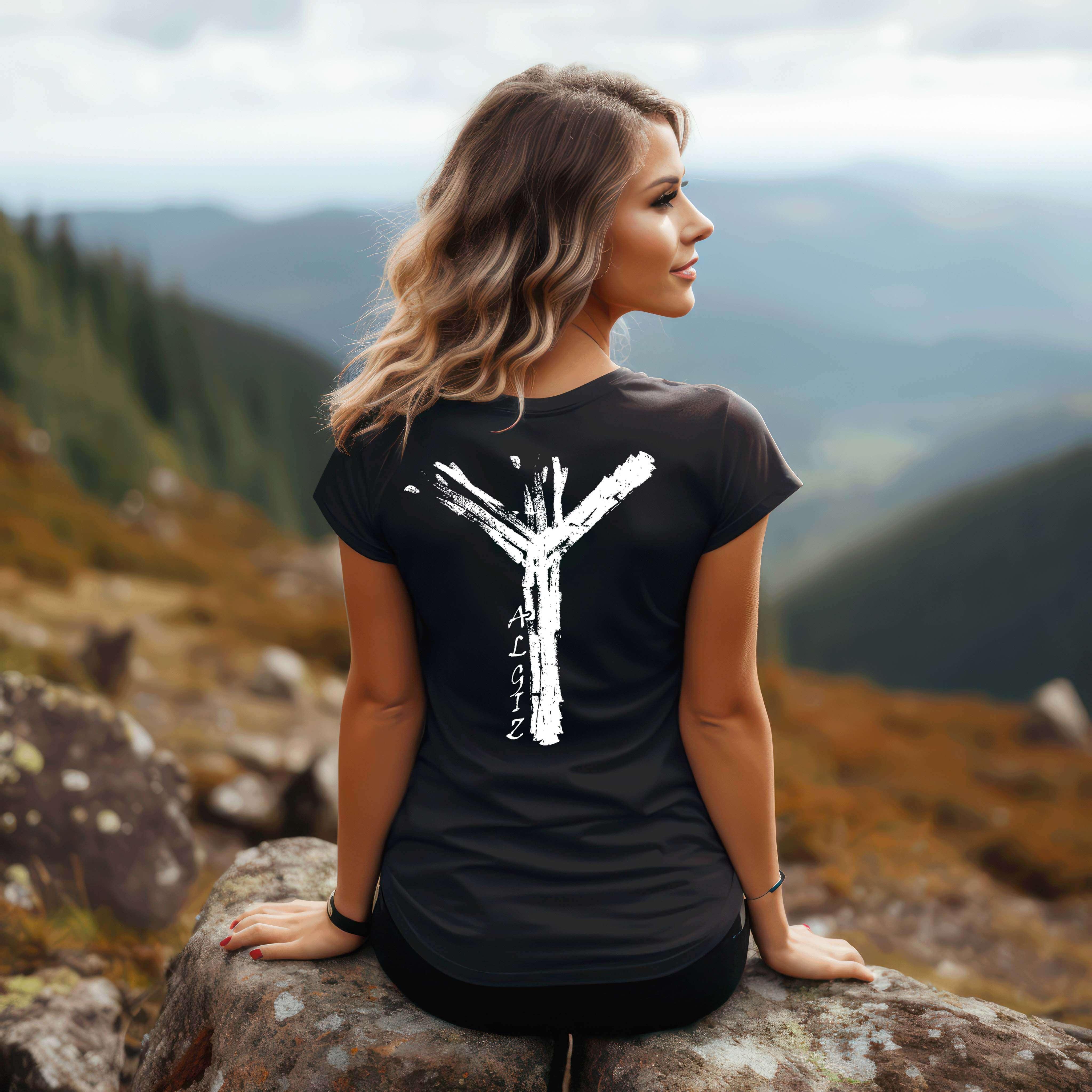 Schildmaiden V-Neck Algiz Rune - Nordic Viking Wear