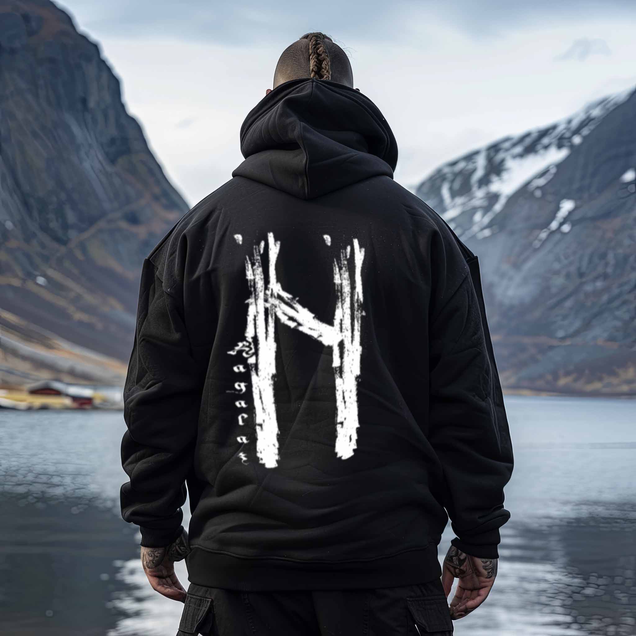 Wikinger Runen Oversized Hoodie Hagalaz