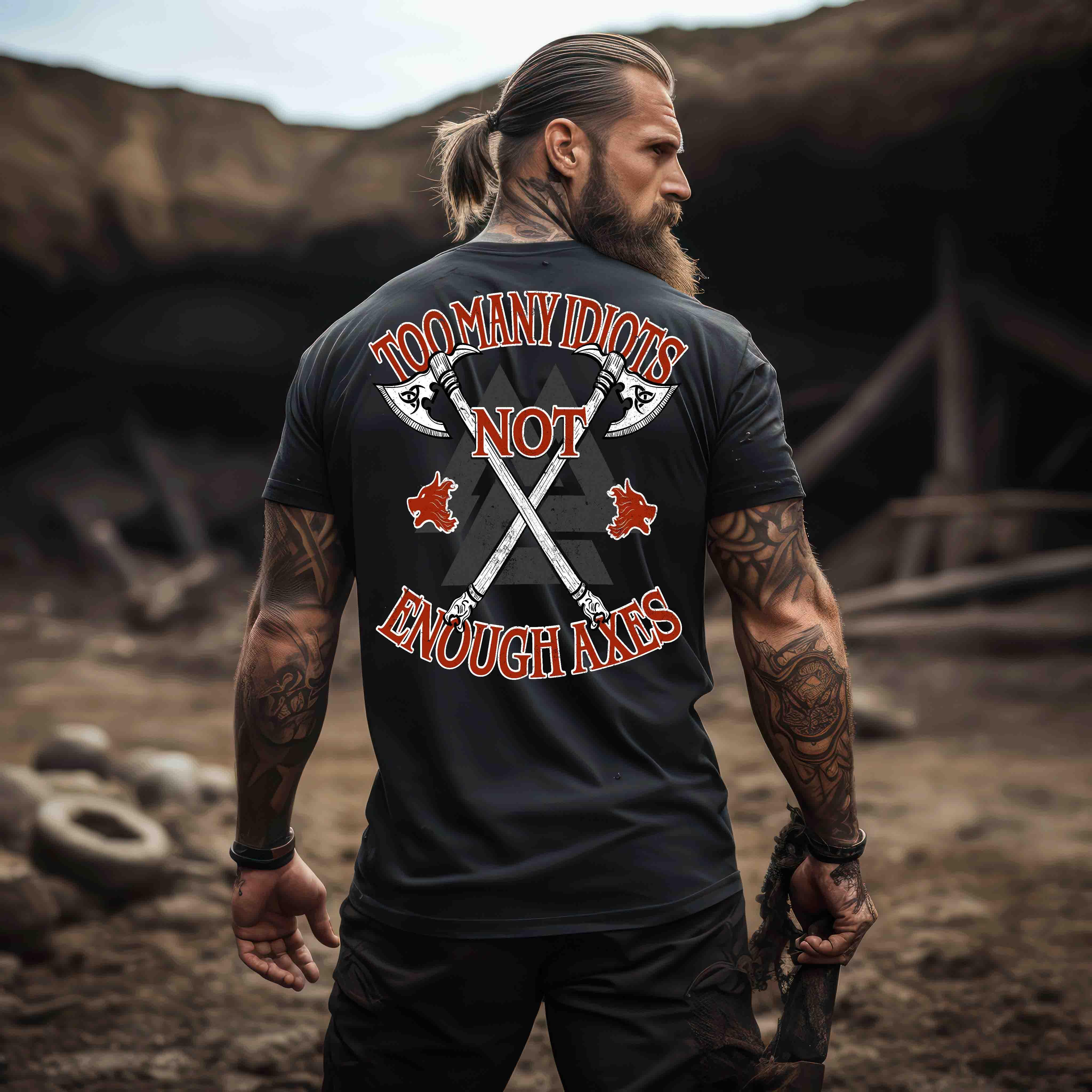 Wikinger Standard T-Shirt – "Krieger Axt" Valknut Design