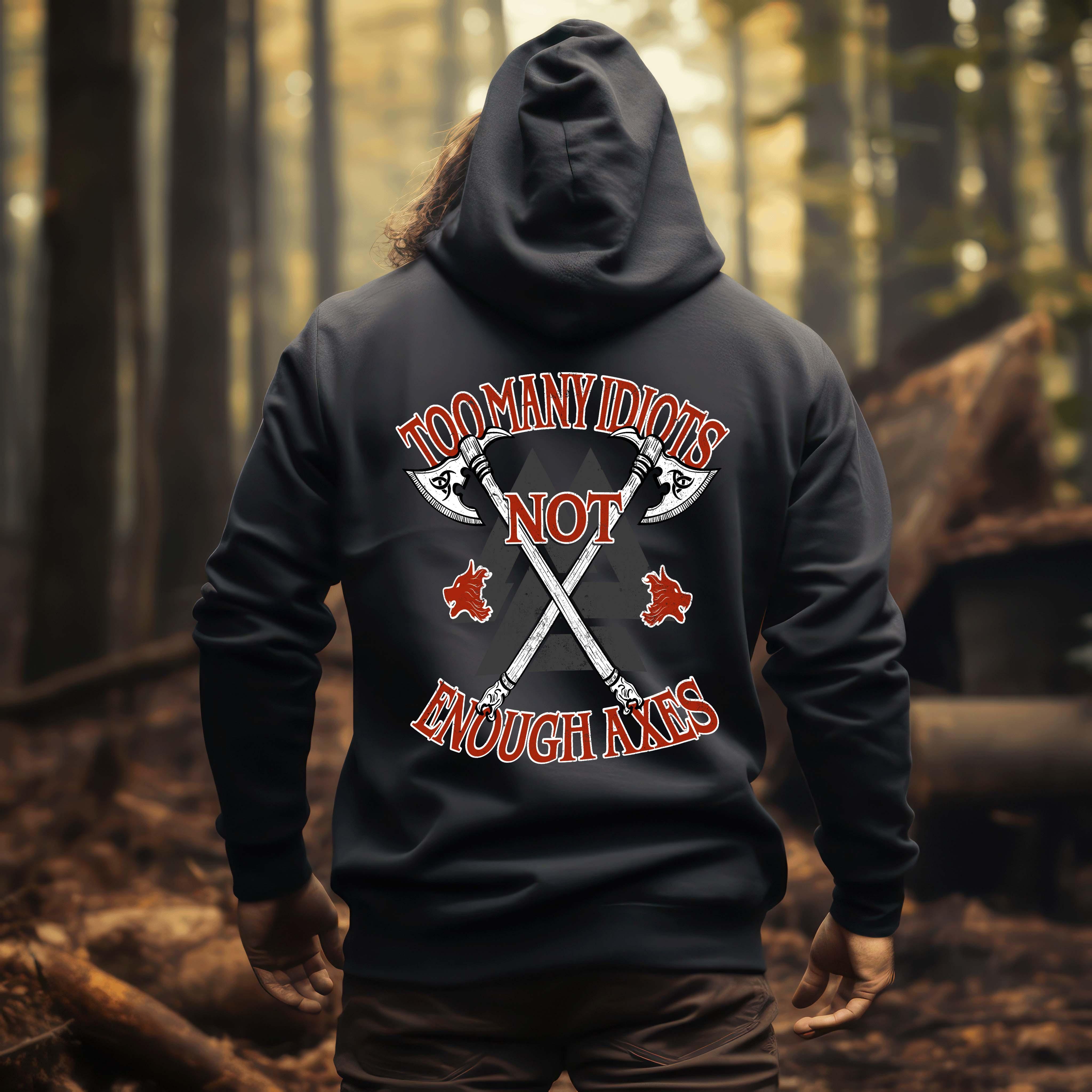 Wikinger Hoodie – "Krieger Axt" Valknut Motiv – Weiche Baumwollmischung – Unisex