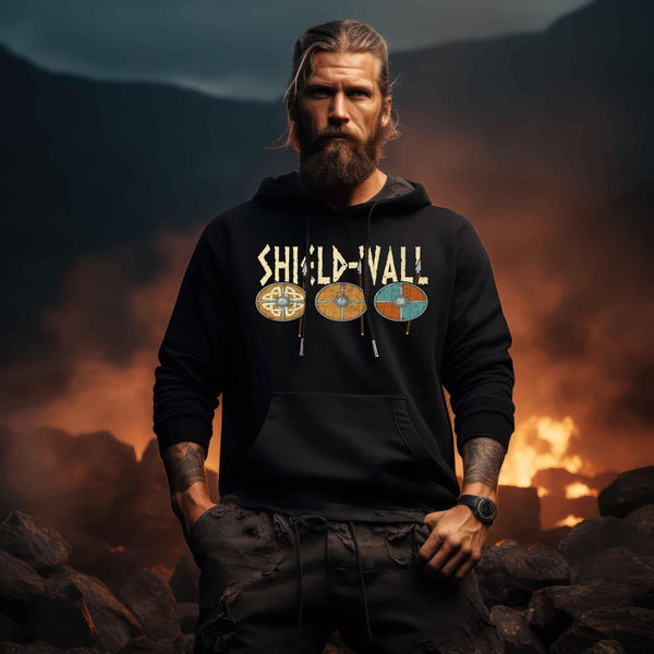 Wikinger Shield-Wall Hoodie - Krieger Verteidigungslinie - Nordische Schlacht Bekleidung - Nordic Viking Wear