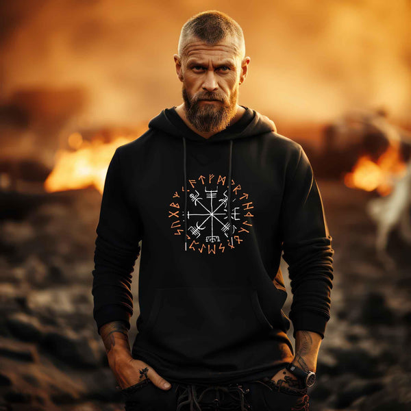 Wikinger Vegvisir Hoodie - Kompass Runen Symbol Tee - Nordischer Navigationspfad - Nordic Viking Wear