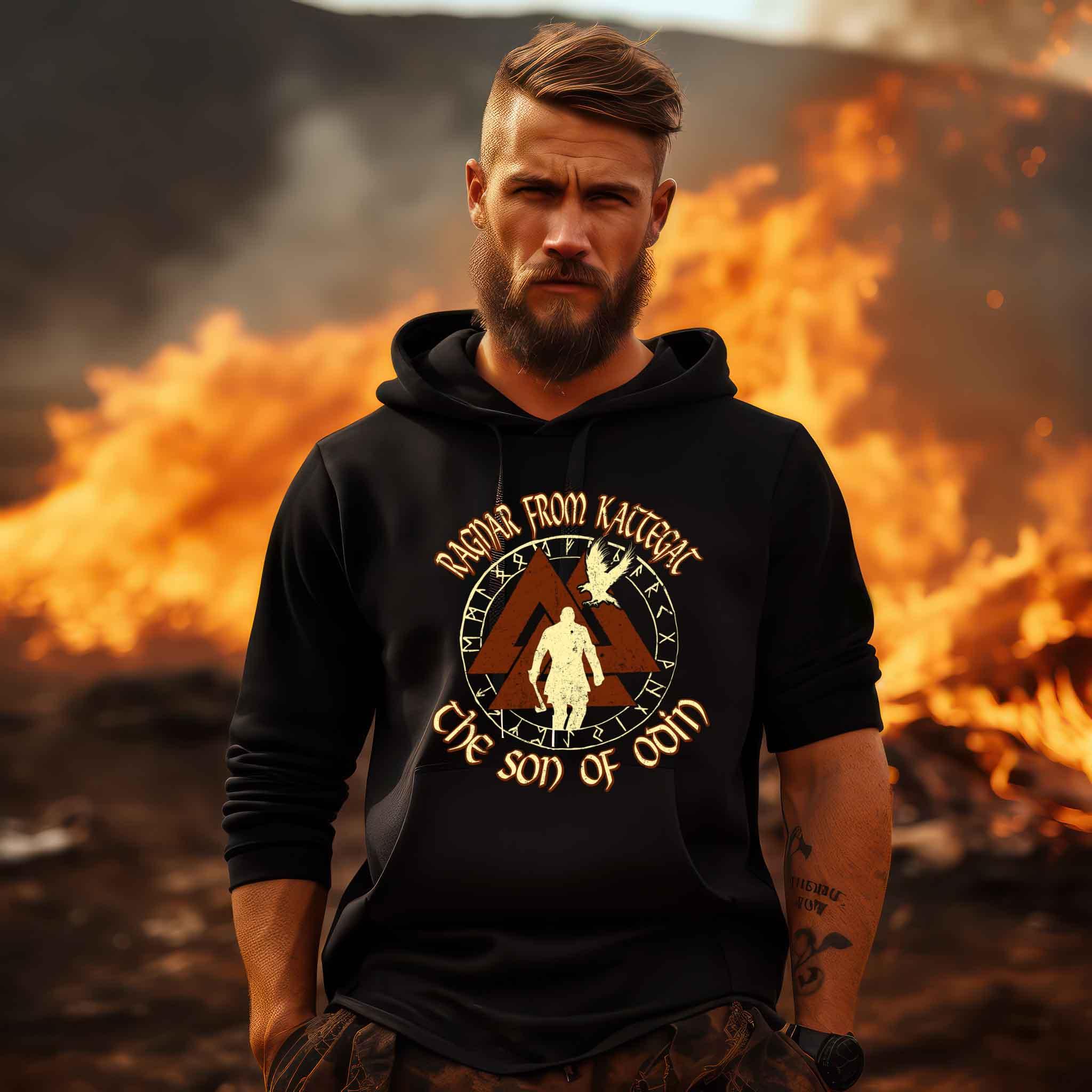 Ragnar Lothbrok Viking Hoodie- Nordic Mythology Warrior Tee - Odin's Son Valhalla Apparel - Nordic Viking Wear