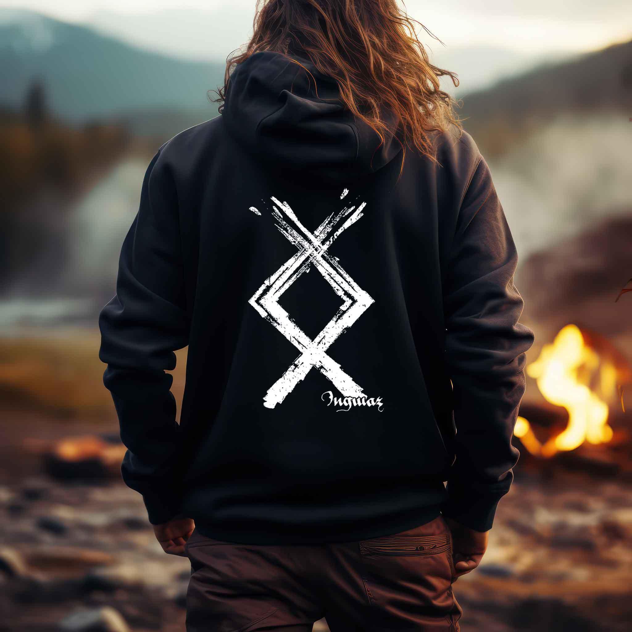 Wikinger Ingwaz Runen Hoodie - Nordische Mythologie Kraftsymbol - Nordic Viking Wear