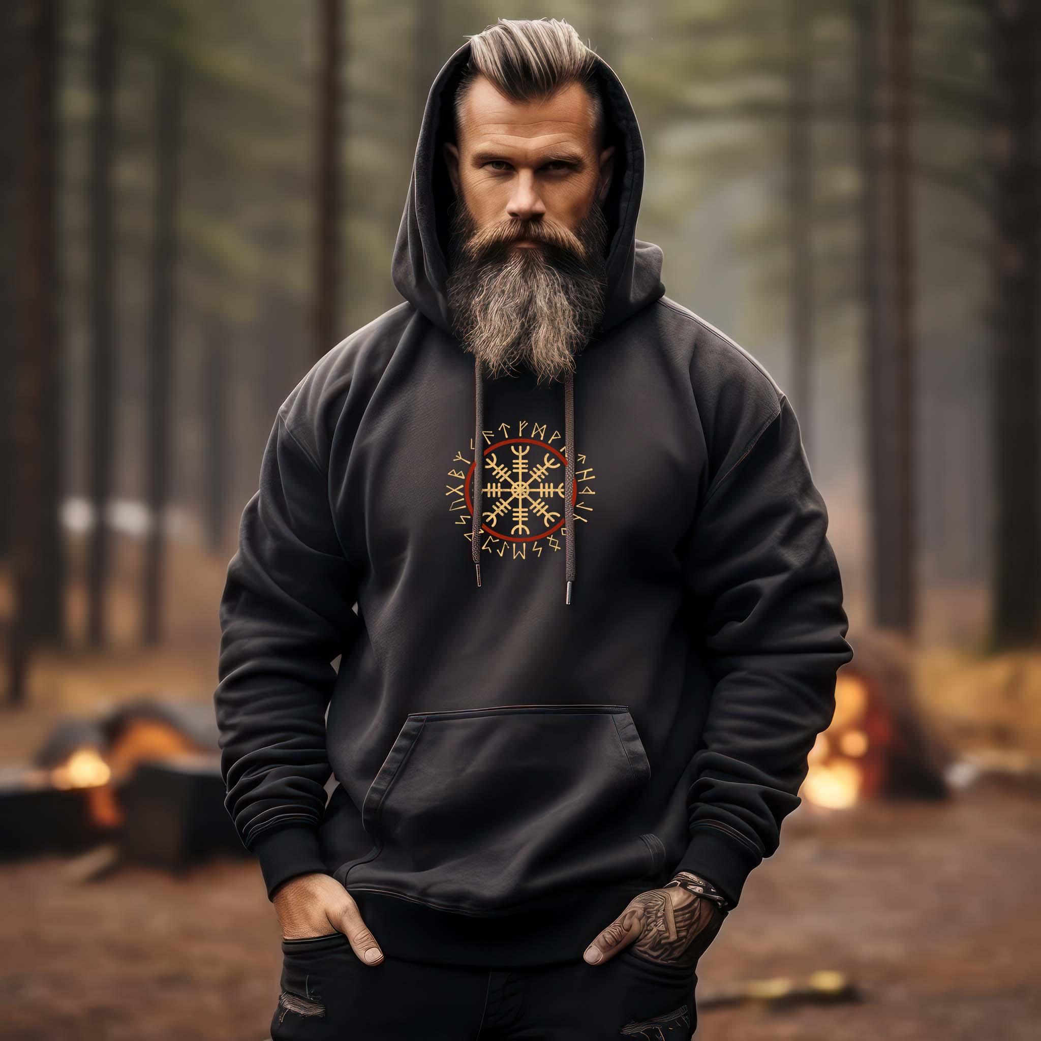 Wikinger Helm Of Awe Mit Runenkreis Hoodie - Herren Kapuzenpullover - Nordic Viking Wear