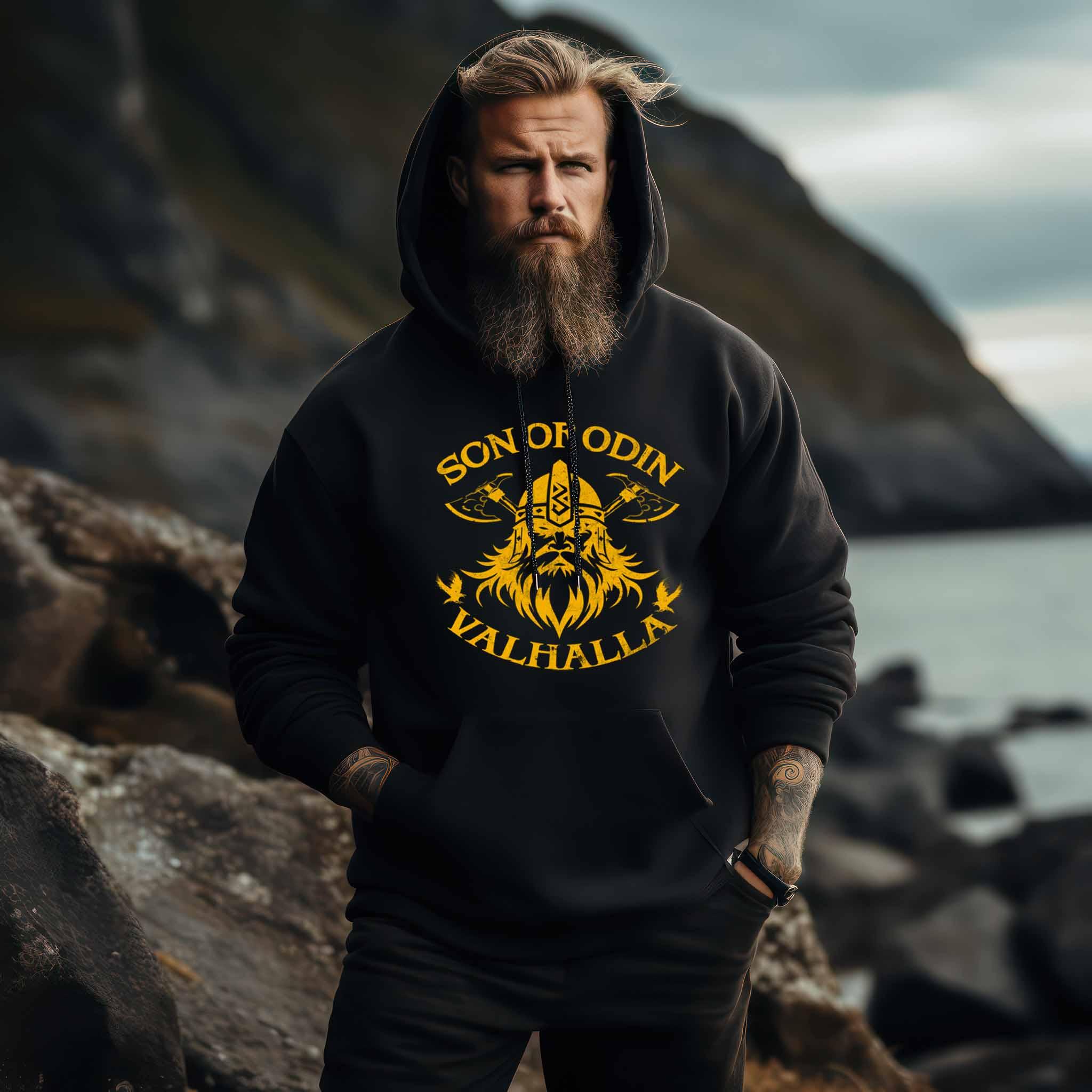 Wikinger Hoodie 'Son of Odin – Valhalla' – Stolz und Entschlossenheit - Nordic Viking Wear