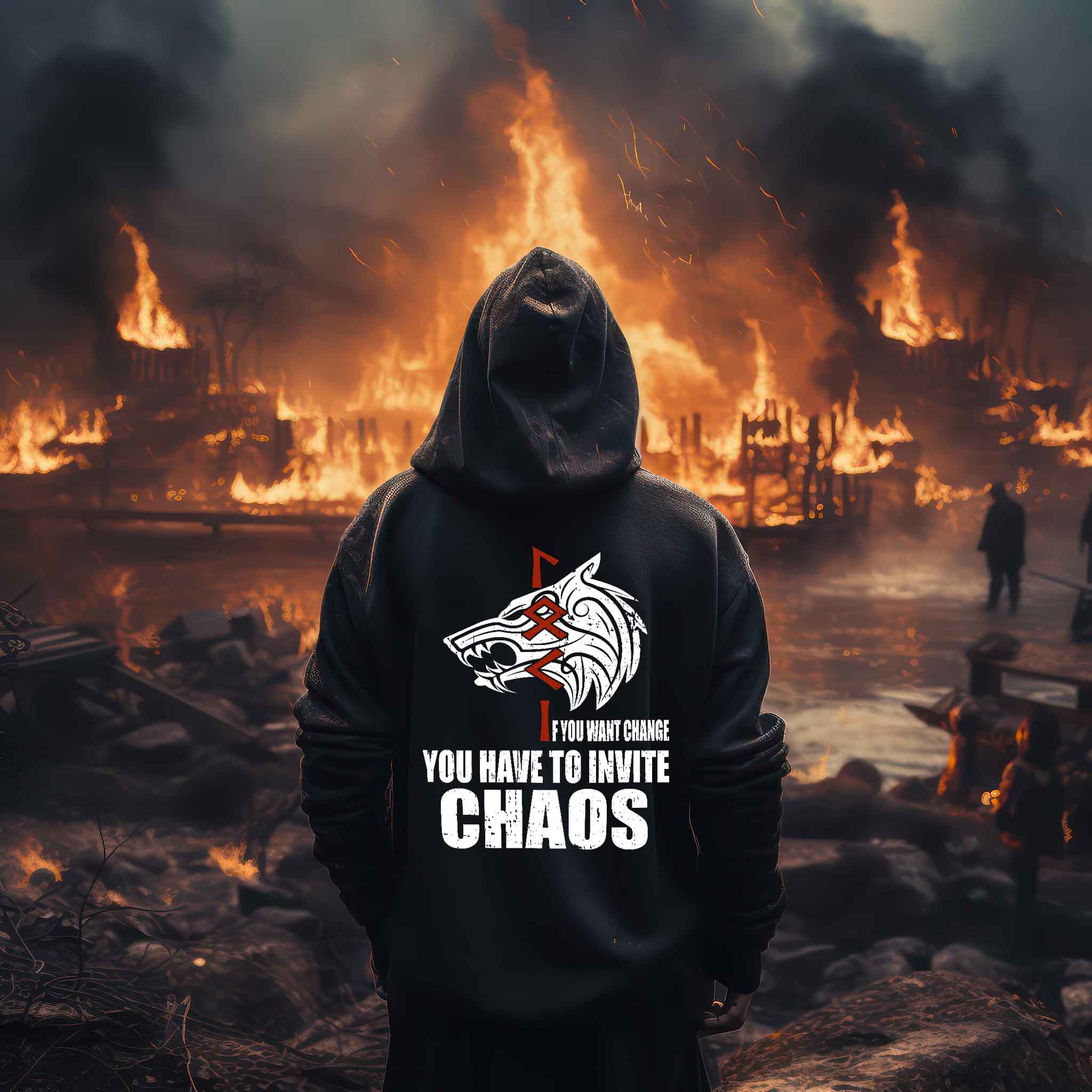 Loki Runes Viking Zip-Hoodie - "If You Want Change, You Have to Invite Chaos