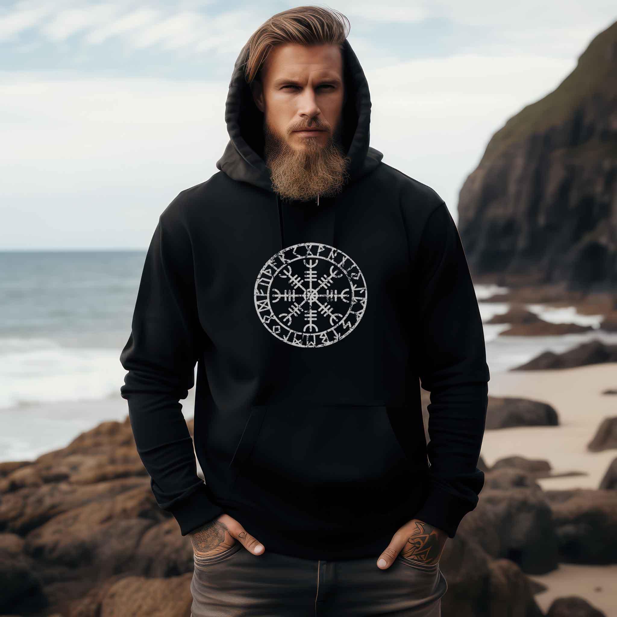 "Aegishjalmur Helm of Awe" Wikinger-Hoodie – Schutz und Macht in Runenform