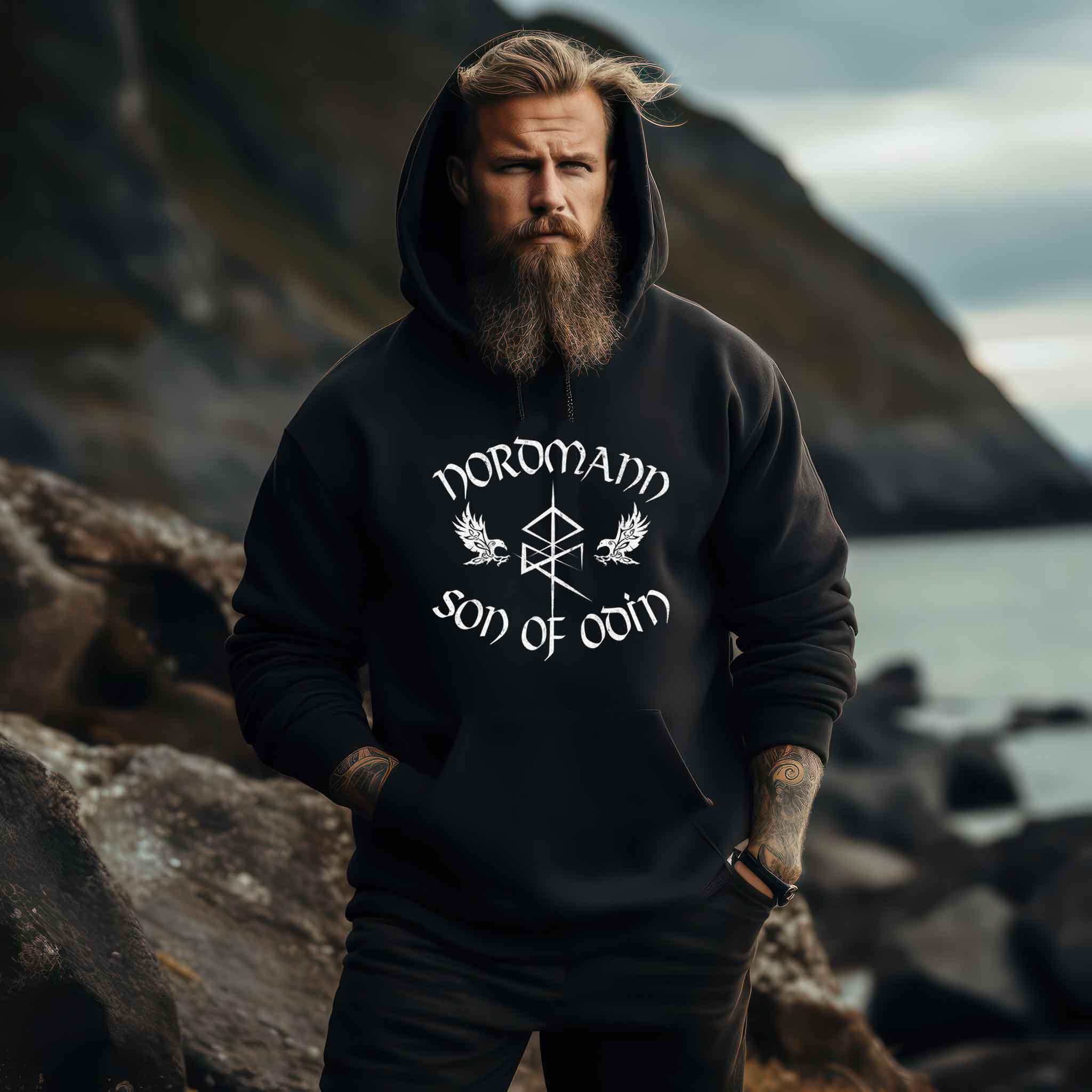 Wikinger Hoodie 'Nordmann - Son of Odin' – Ehre und Stolz der nordischen Krieger - Nordic Viking Wear