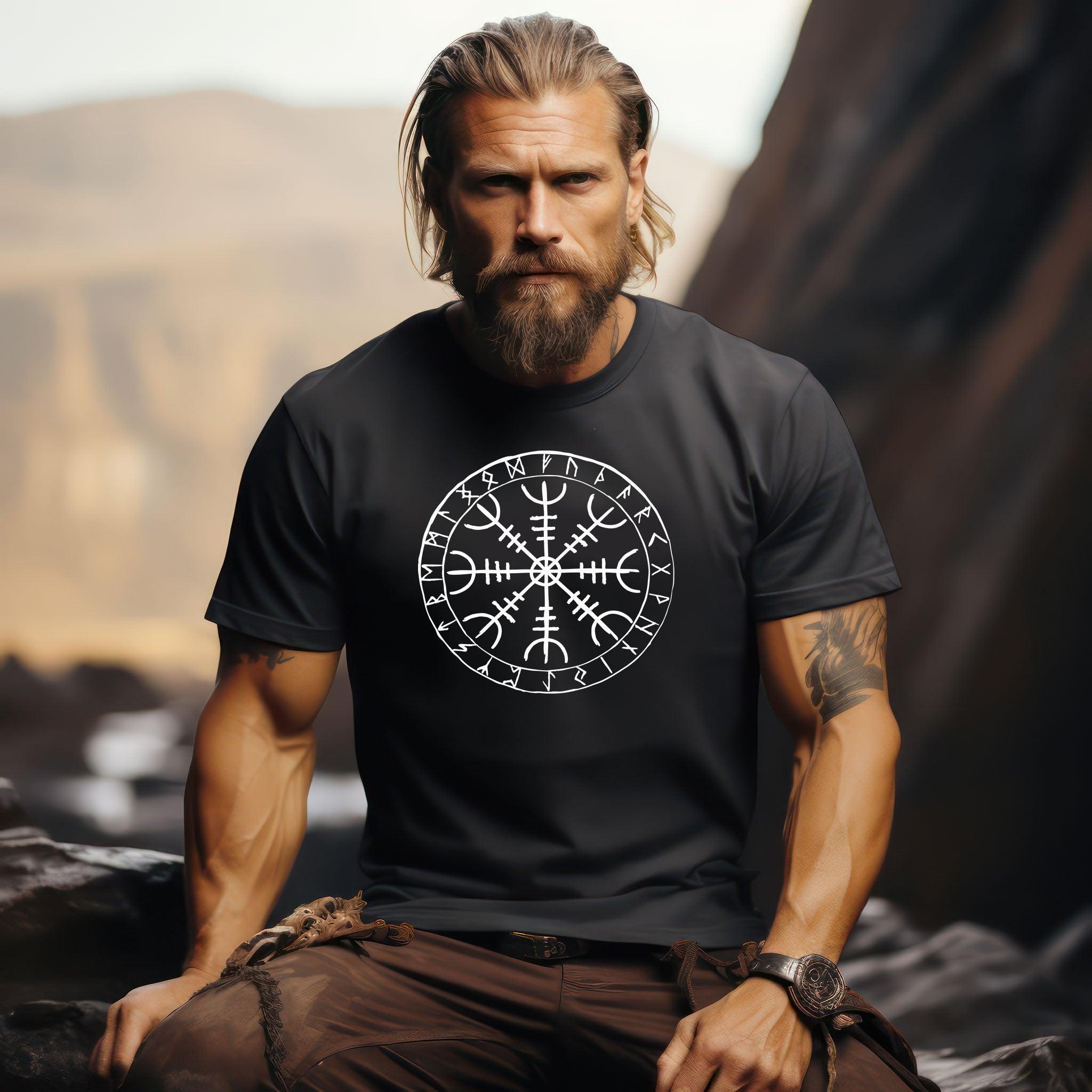 Runenkreis Mit Helm Of Awe - Herren Premiumshirt - Nordic Viking Wear