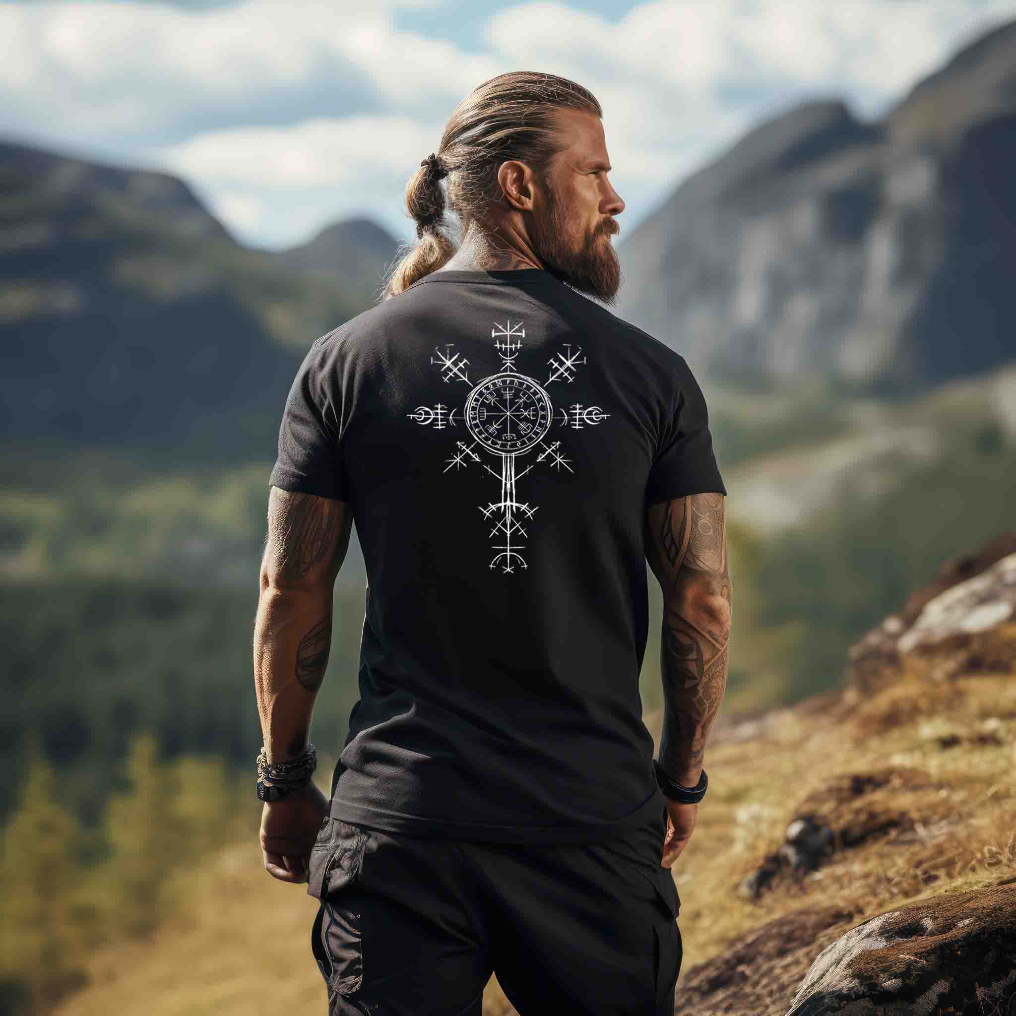 "Vegvísir Nordischer Kompass" Wikinger-Shirt – Leite Deinen Weg