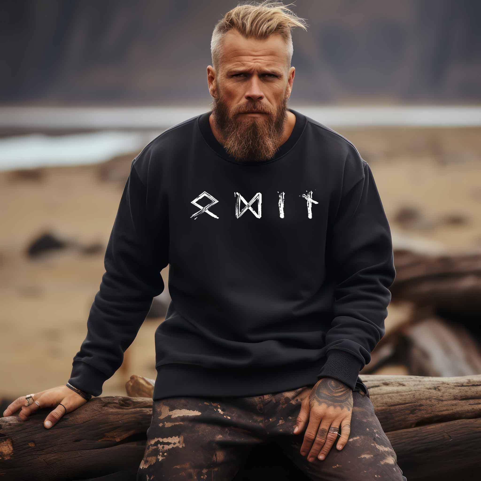 Odin Runenschrift Sweatshirt- Wikinger Götter Tee - Nordisches Symbol Pullover - Nordic Viking Wear