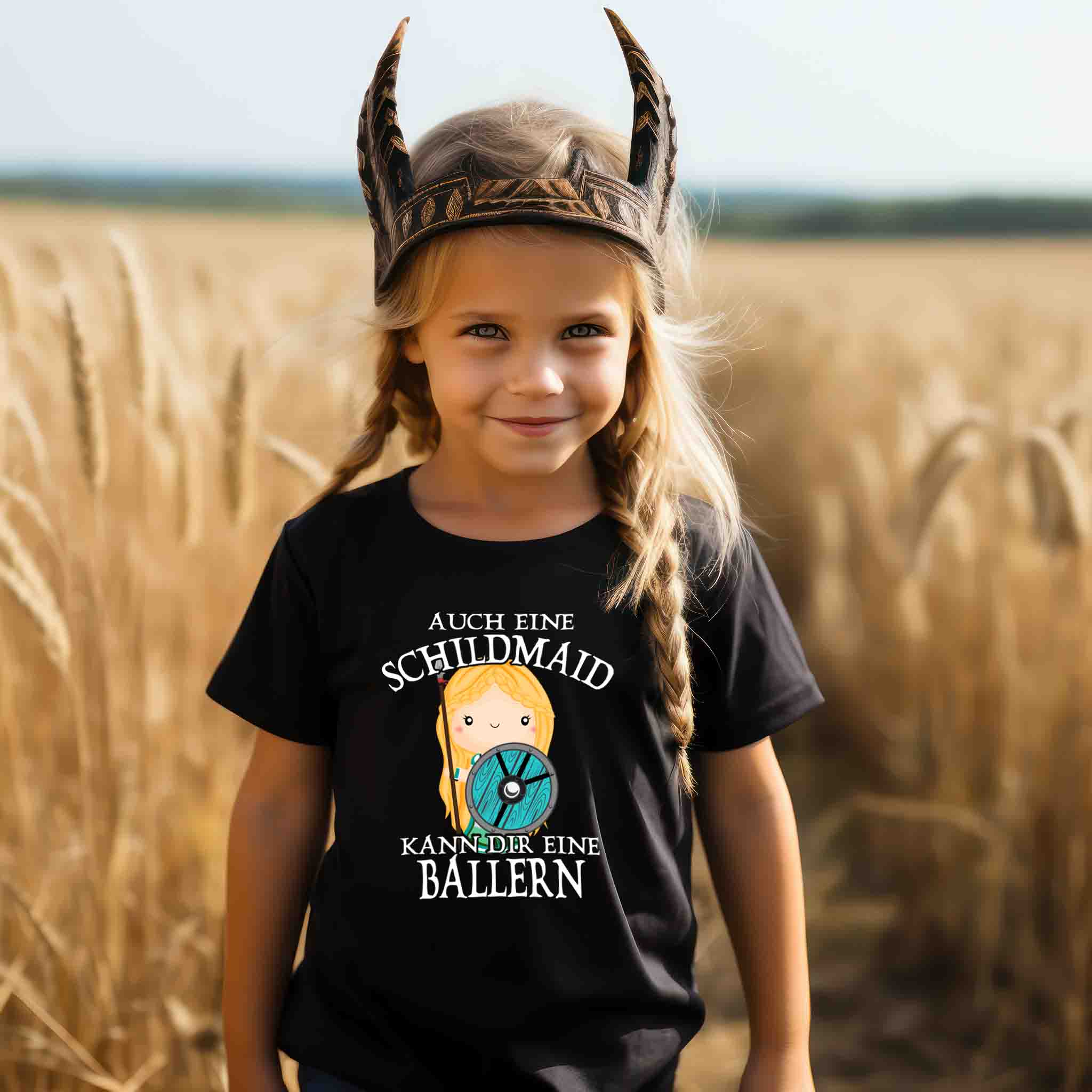 Schildmaid Kinder-Shirt "Auch eine Schildmaid kann dir eine ballern" – Mutiges und Verspieltes Design