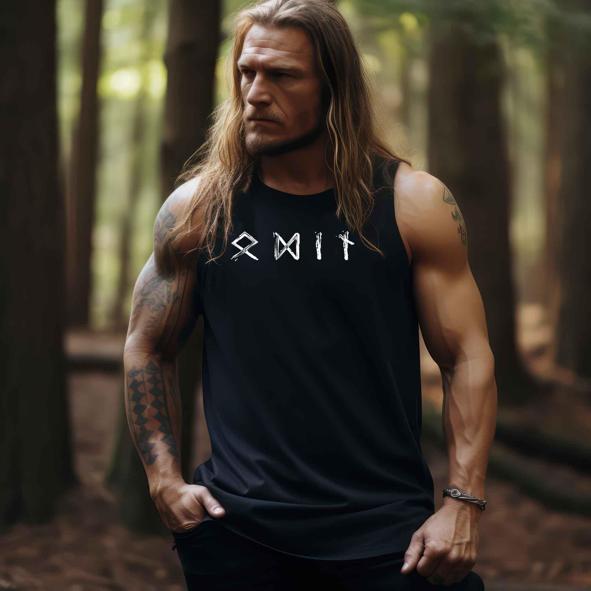 Odin Runenschrift Tanktop - Wikinger Götter Tee - Nordisches Symbol Shirt - Nordic Viking Wear