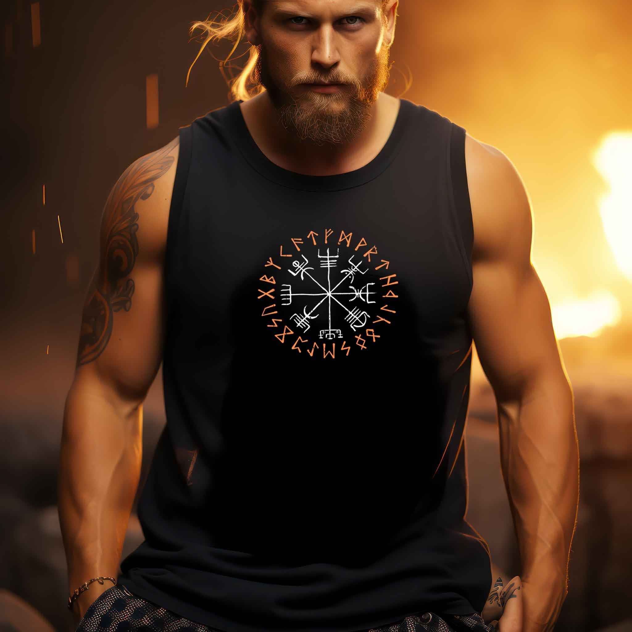 Wikinger Vegvisir Tanktop- Kompass Runen Symbol Tee - Nordischer Navigationspfad Shirt - Nordic Viking Wear