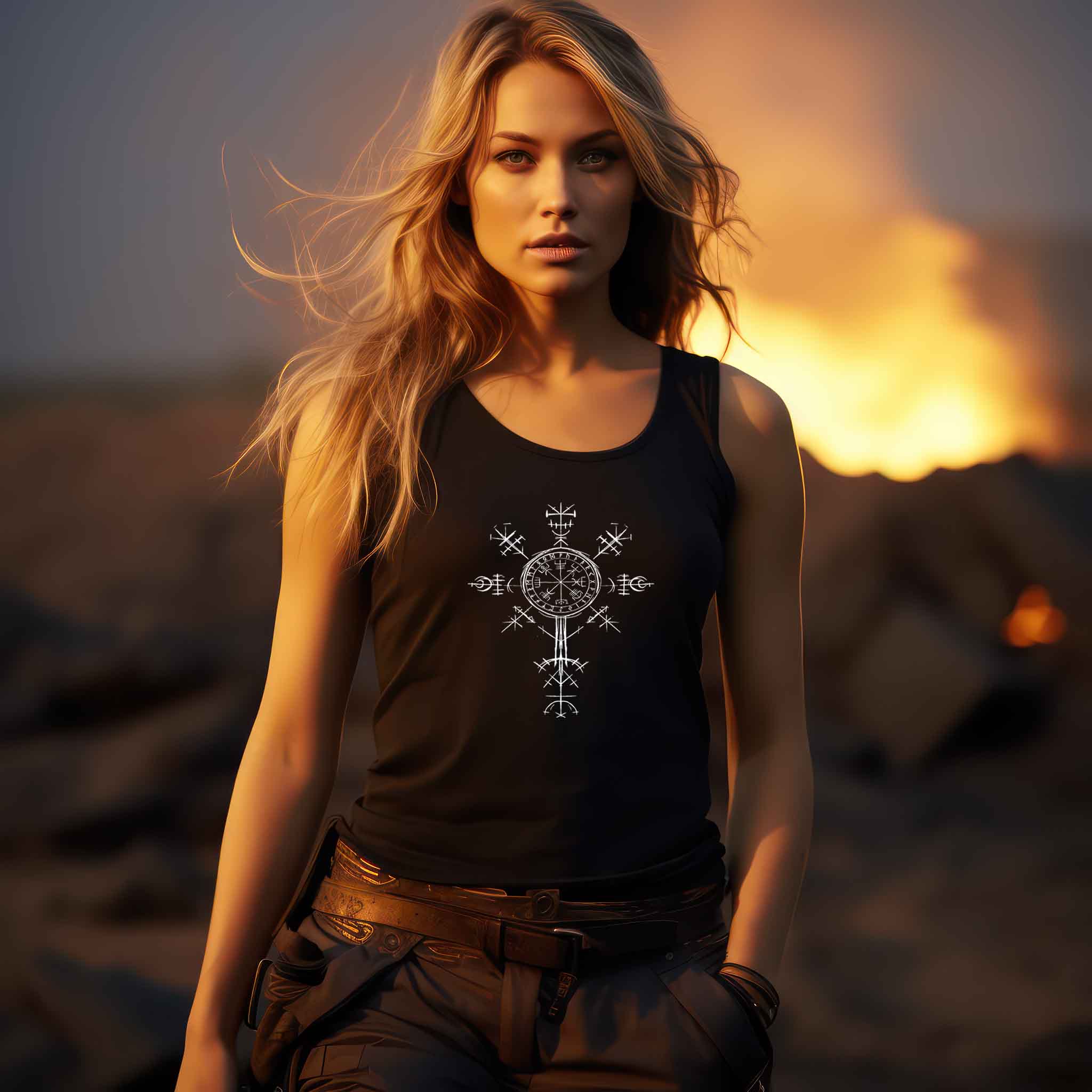 "Vegvísir Nordischer Kompass" Schildmaiden-Tanktop – Leite Deinen Weg