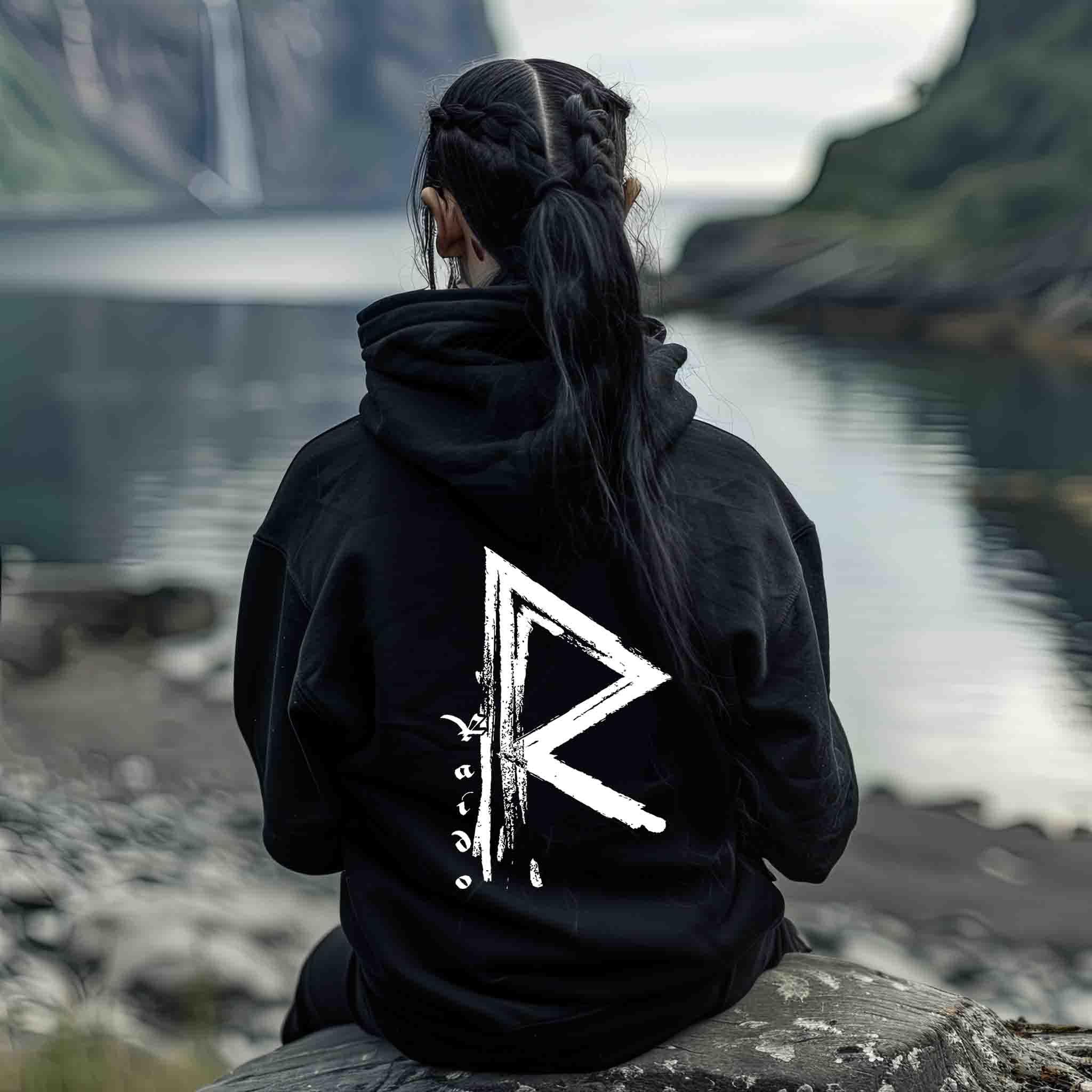 Wikinger Oversized Hoodie mit Raido Rune - Kapuzenpullover - Nordic Viking Wear