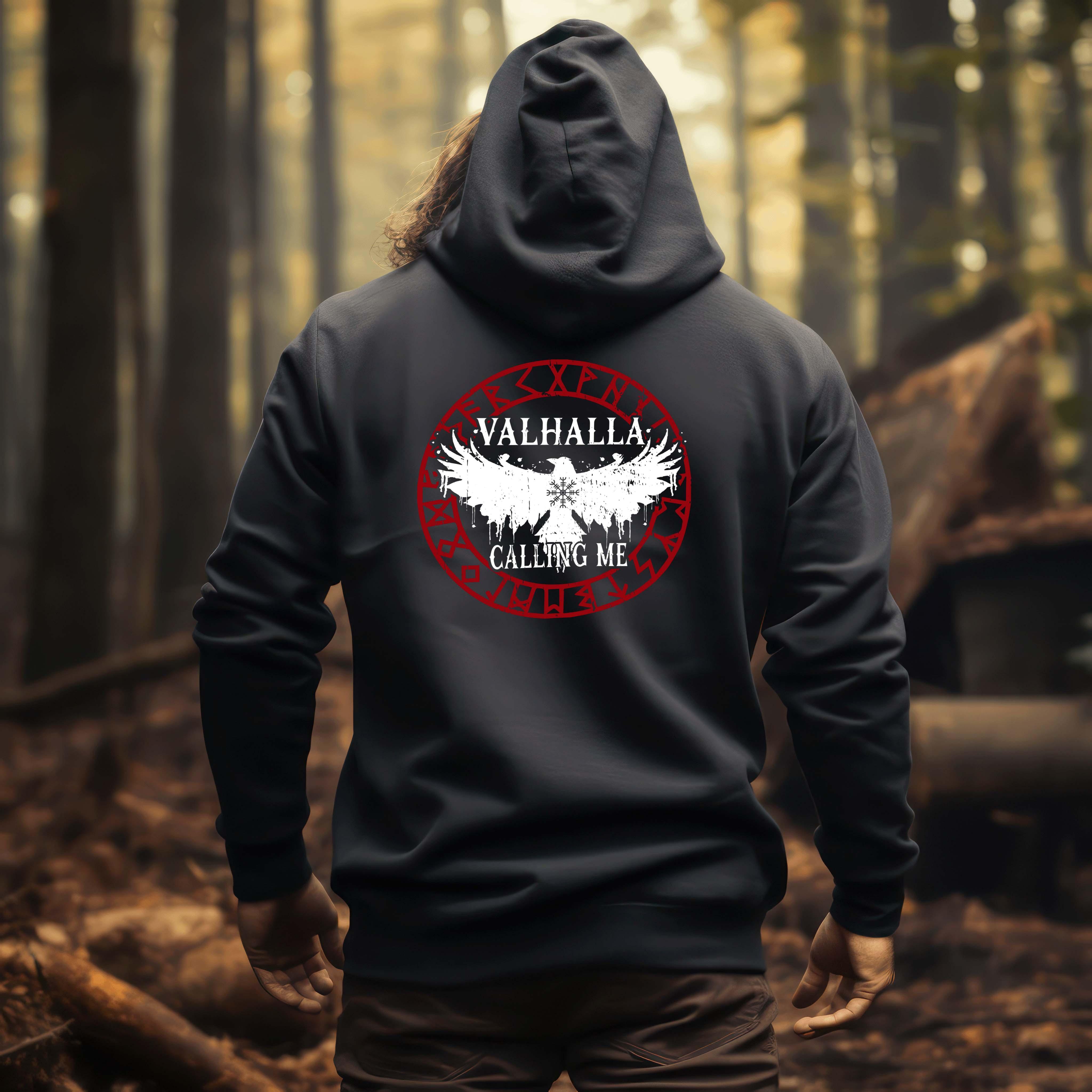 Wikinger Hoodie Backprint "Ruf nach Valhalla" – Antworte dem Ruf der Ehre