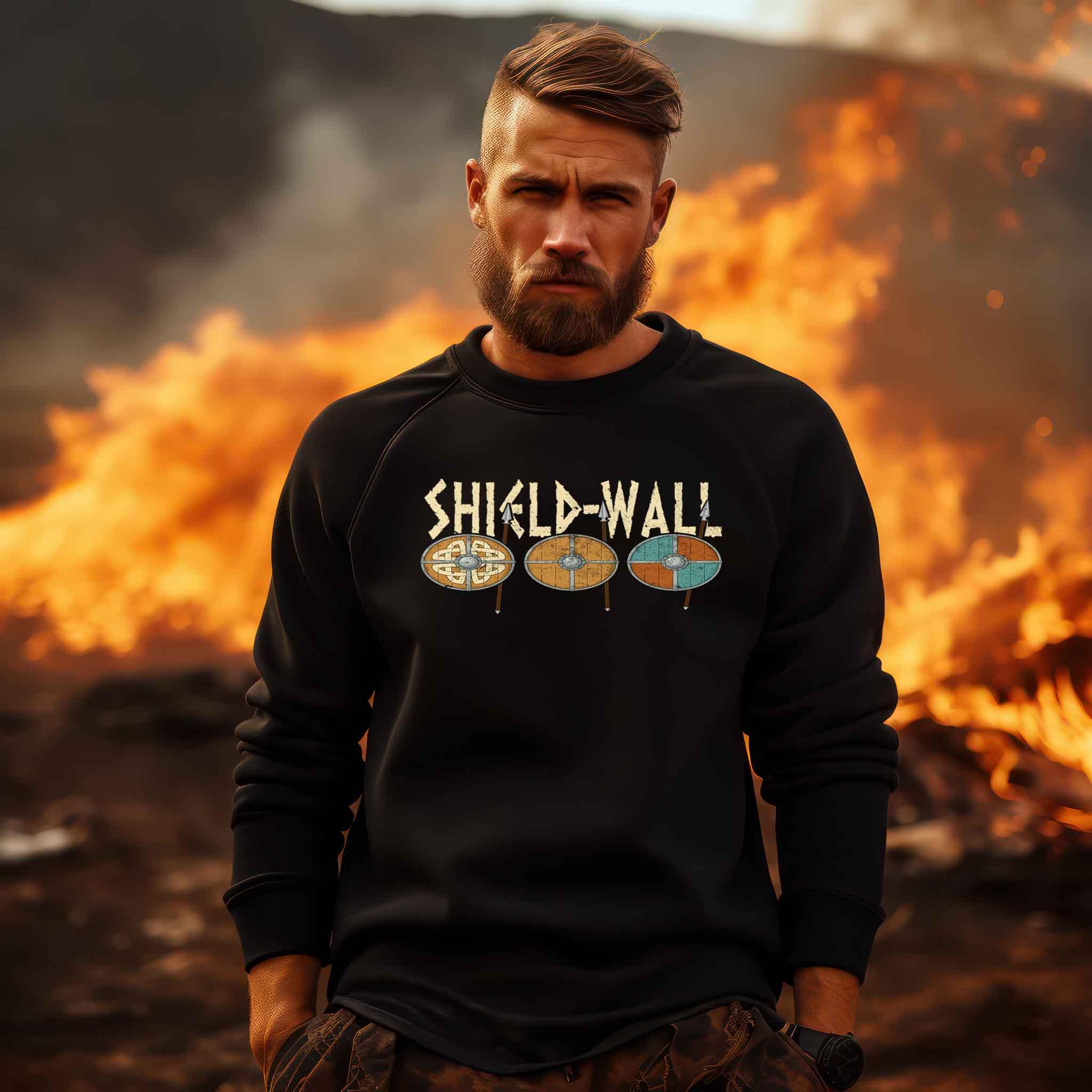 Wikinger Shield-Wall Sweatshirt - Krieger Verteidigungslinie - Nordische Schlacht Bekleidung - Nordic Viking Wear