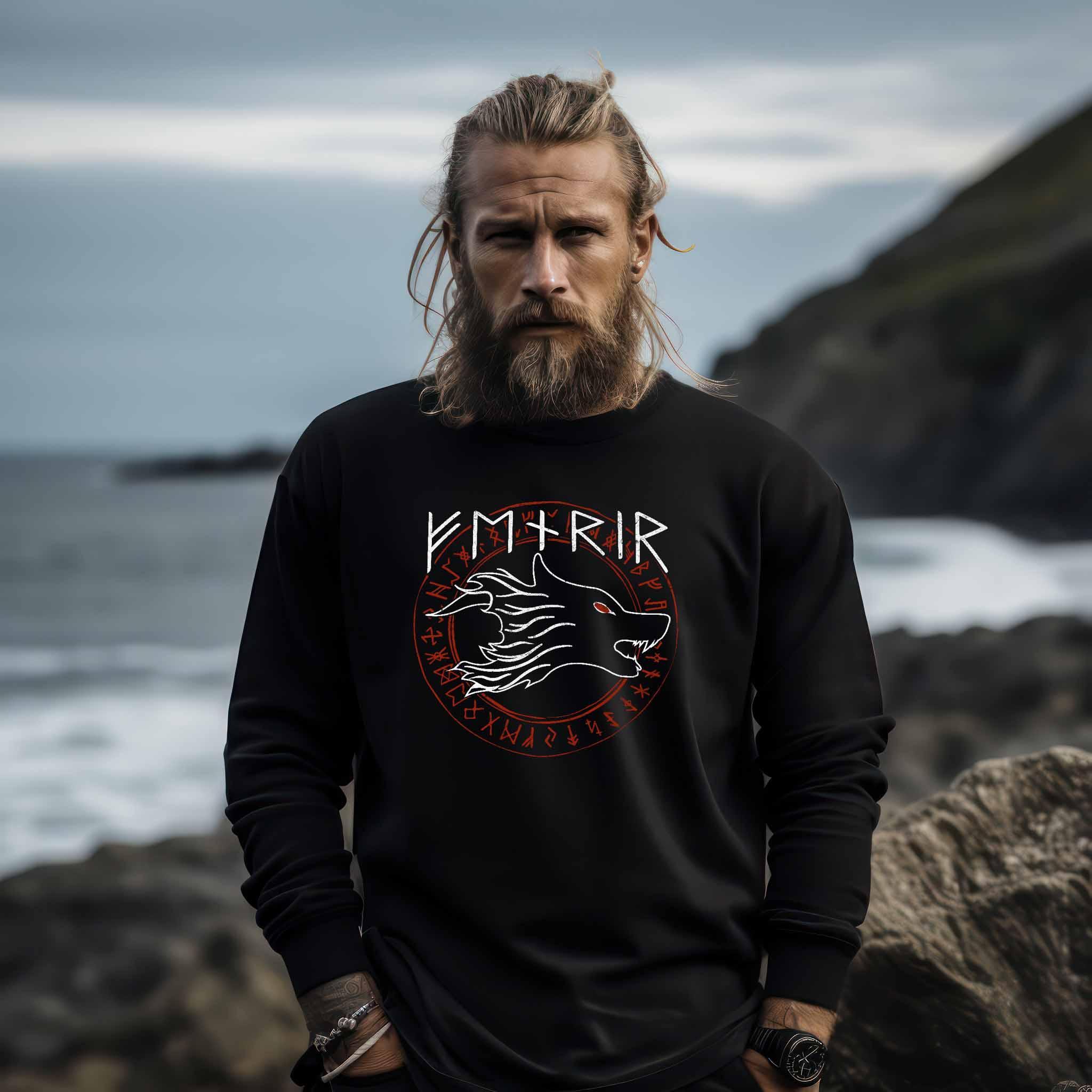 Fenrir Wolf Wikinger-Sweatshirt – Macht und Legende vereint - Nordic Viking Wear