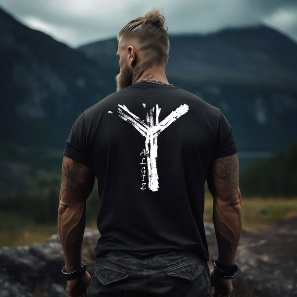 Wikinger Premium Shirt mit Algiz-Rune – Hochwertiges Herren T-Shirt mit Nordischer Schutzrune - Nordic Viking Wear