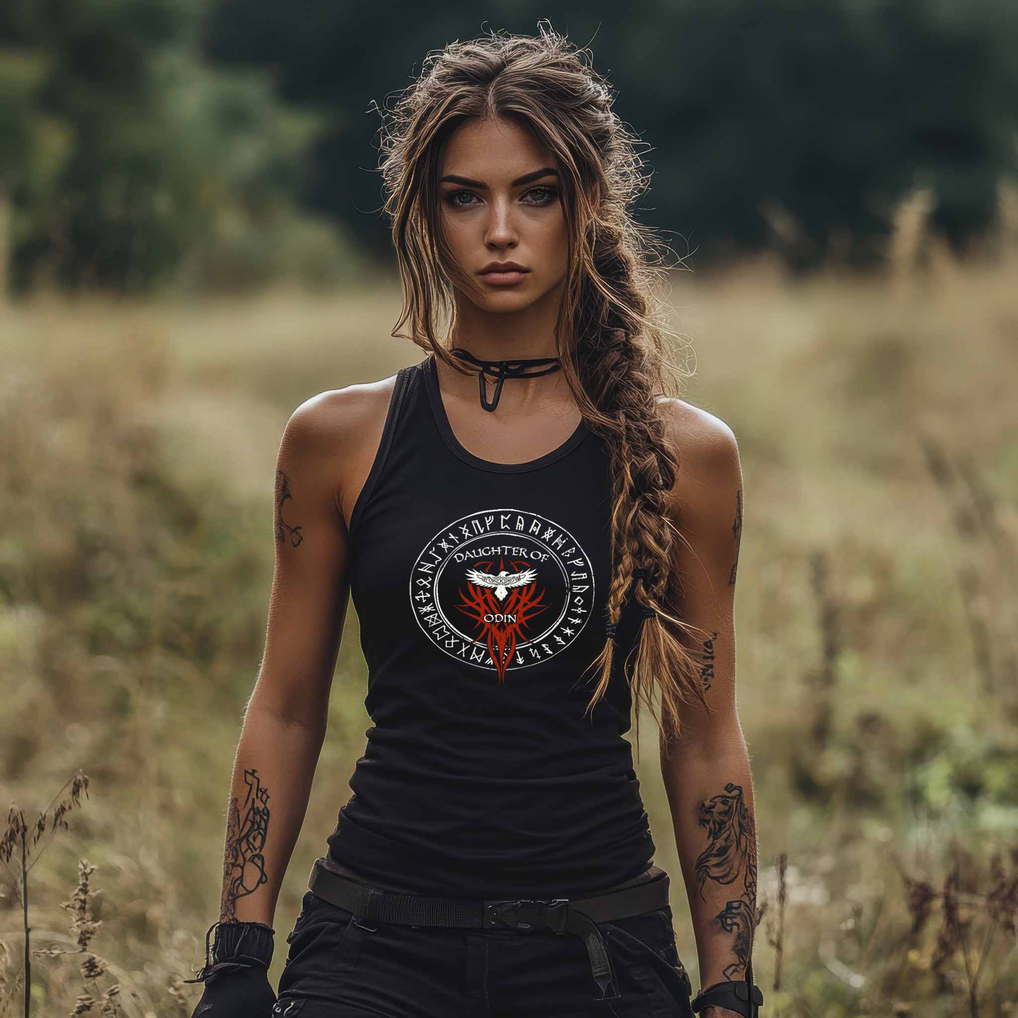 Schildmaiden Tanktop – Tochter Odins Raben Runendesign - Nordic Viking Wear